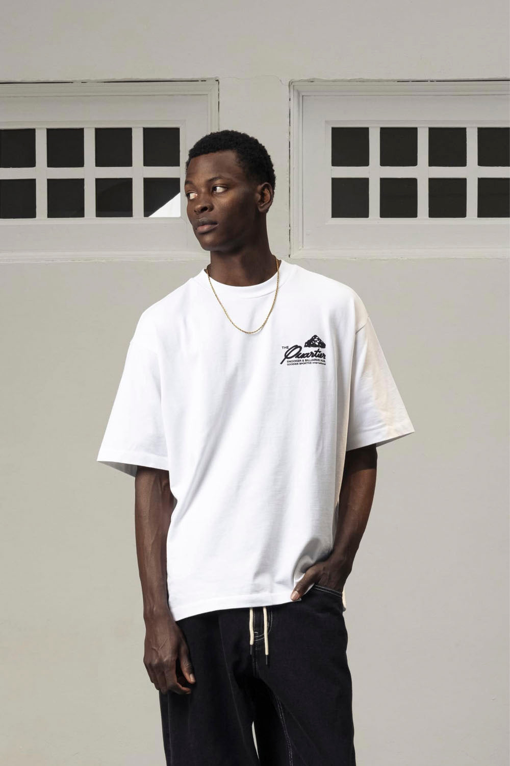 Goodies Sportive Snooker Tee in White - Men's Oversized Graphic T-Shirt at Pukas Surf Shop

