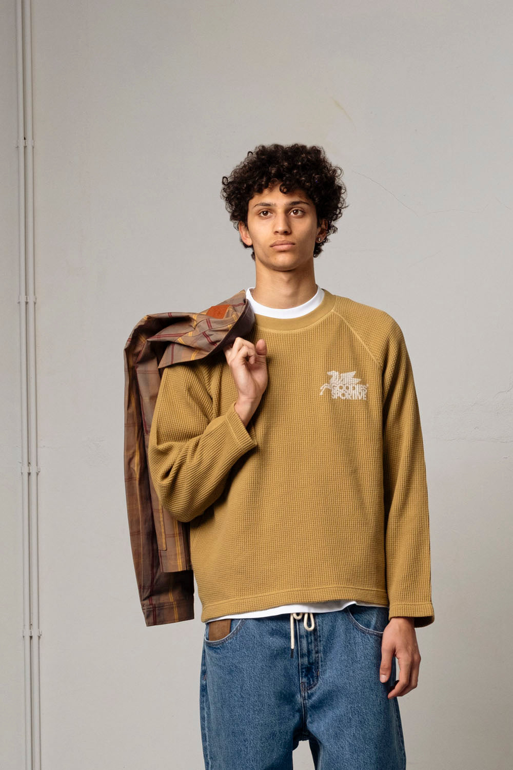 Goodies Sportive Waffle Long Sleeve Tee in Olive Green - Men's Relaxed Fit at Pukas Surf Shop
