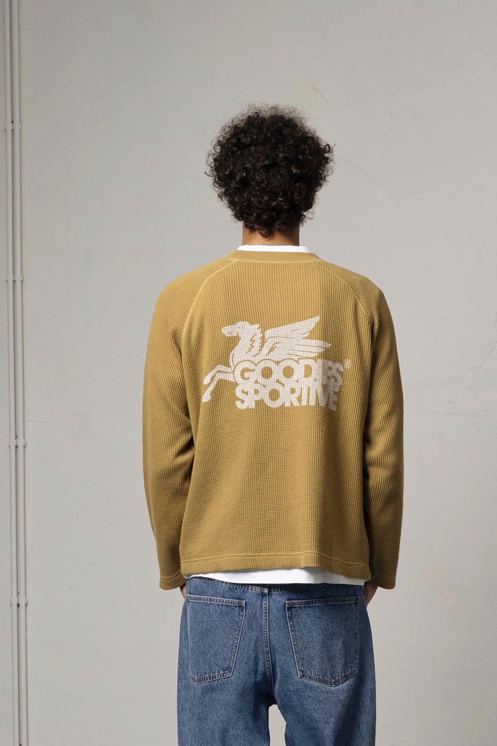 Goodies Sportive Waffle Long Sleeve Tee in Olive Green - Men's Relaxed Fit at Pukas Surf Shop

