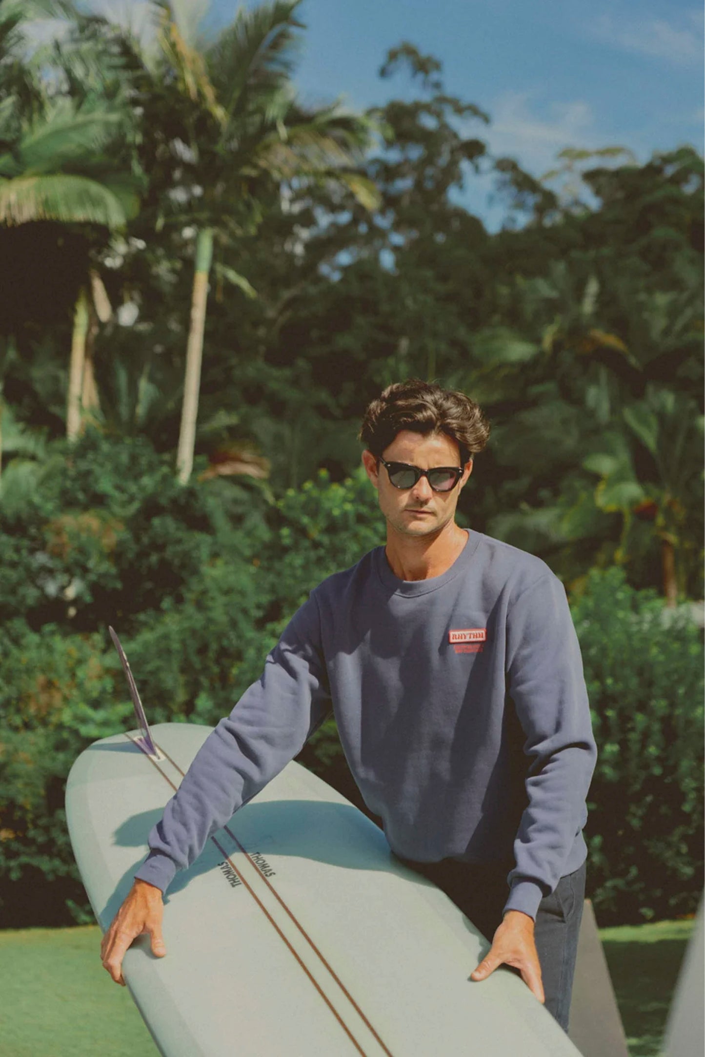 RHYTHM Mechanics Crew Fleece in indigo - men's crew neck sweatshirt for surf lifestyle and coastal comfort
