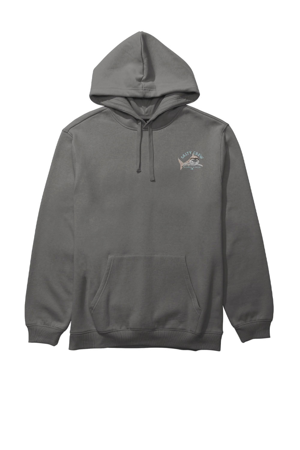 Gray hoodie with a small graphic on a white background