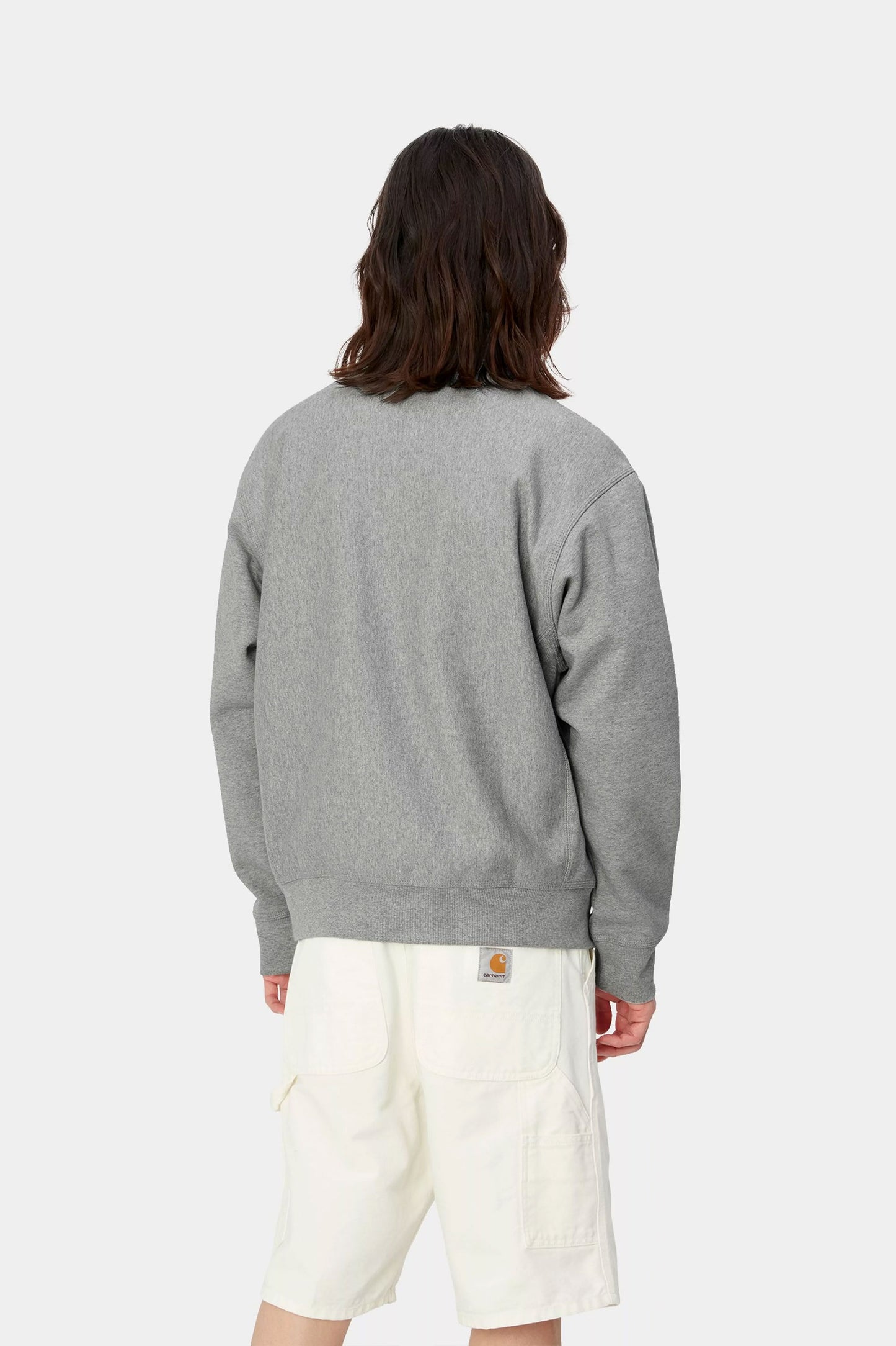 Pukas Surf Shop Carhartt WIP half-zip logo sweatshirt in grey heather