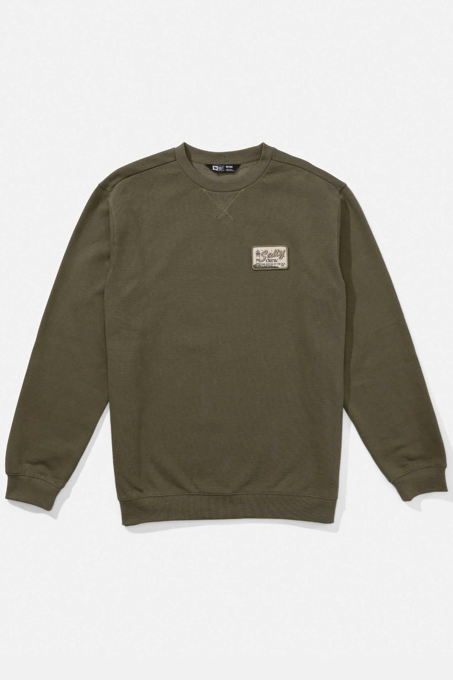 Pukas Surf Shop Salty Crew men’s olive crew fleece sweatshirt