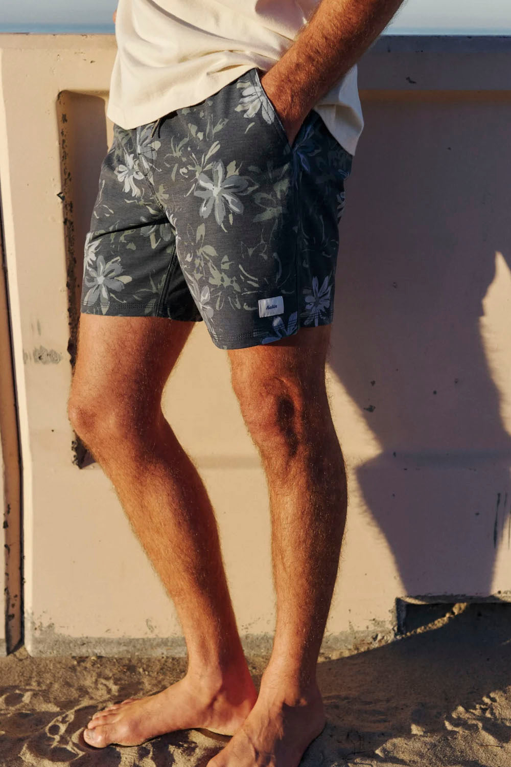 Katin Petals Volley boardshorts in Sea Storm – men's floral print swimwear with 4-way stretch