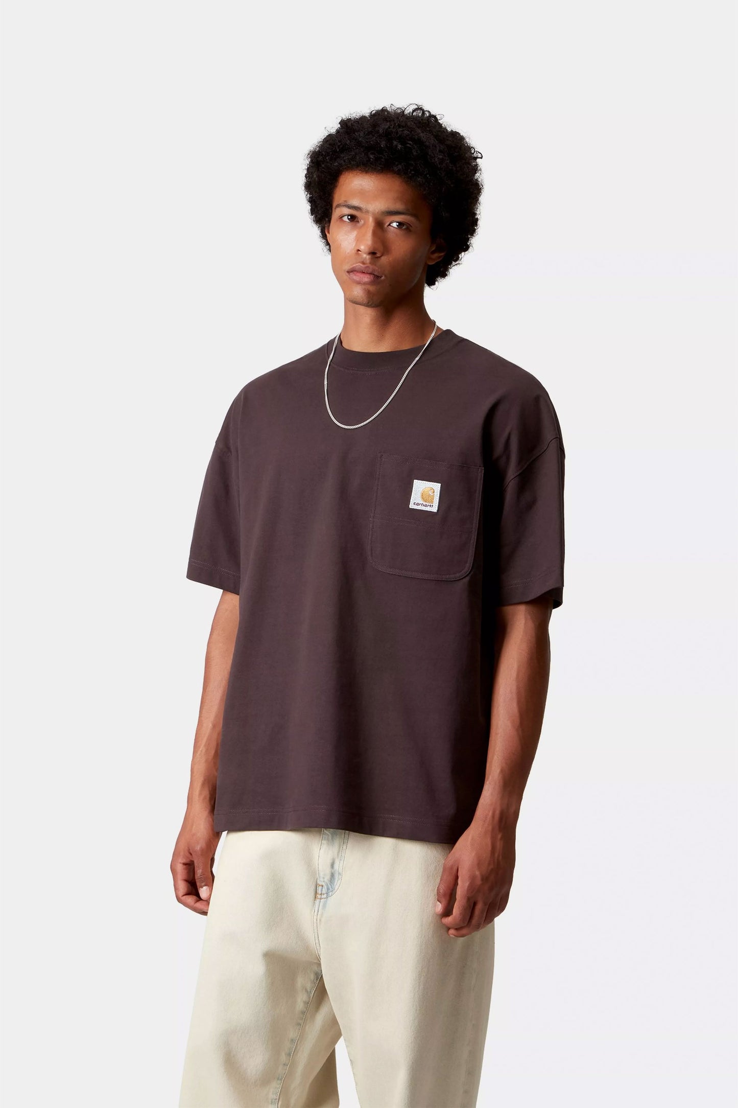 Pukas Surf Shop Carhartt Wip classic tee with chest pocket in Palisander