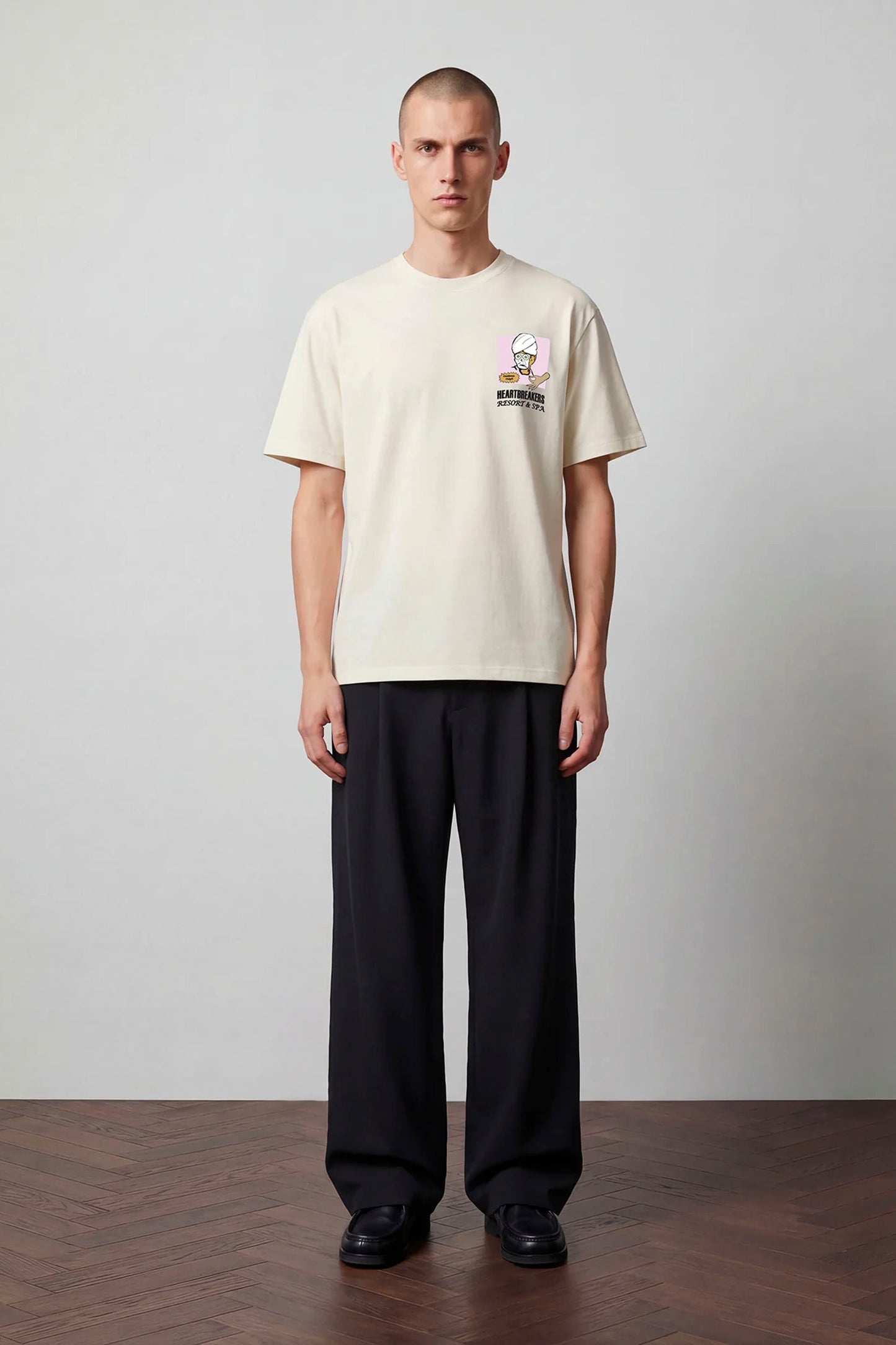 Pas de Mer Heartbreakers t-shirt in cream for men
