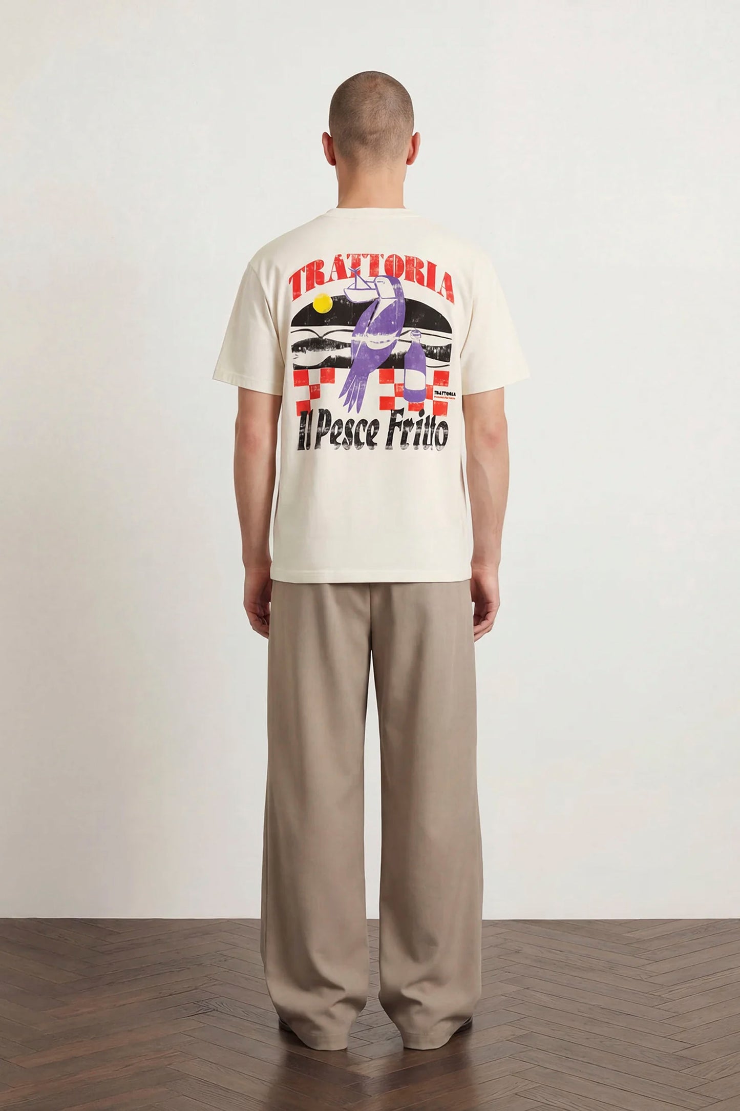 Pas de Mer Trattoria t-shirt in cream for men
