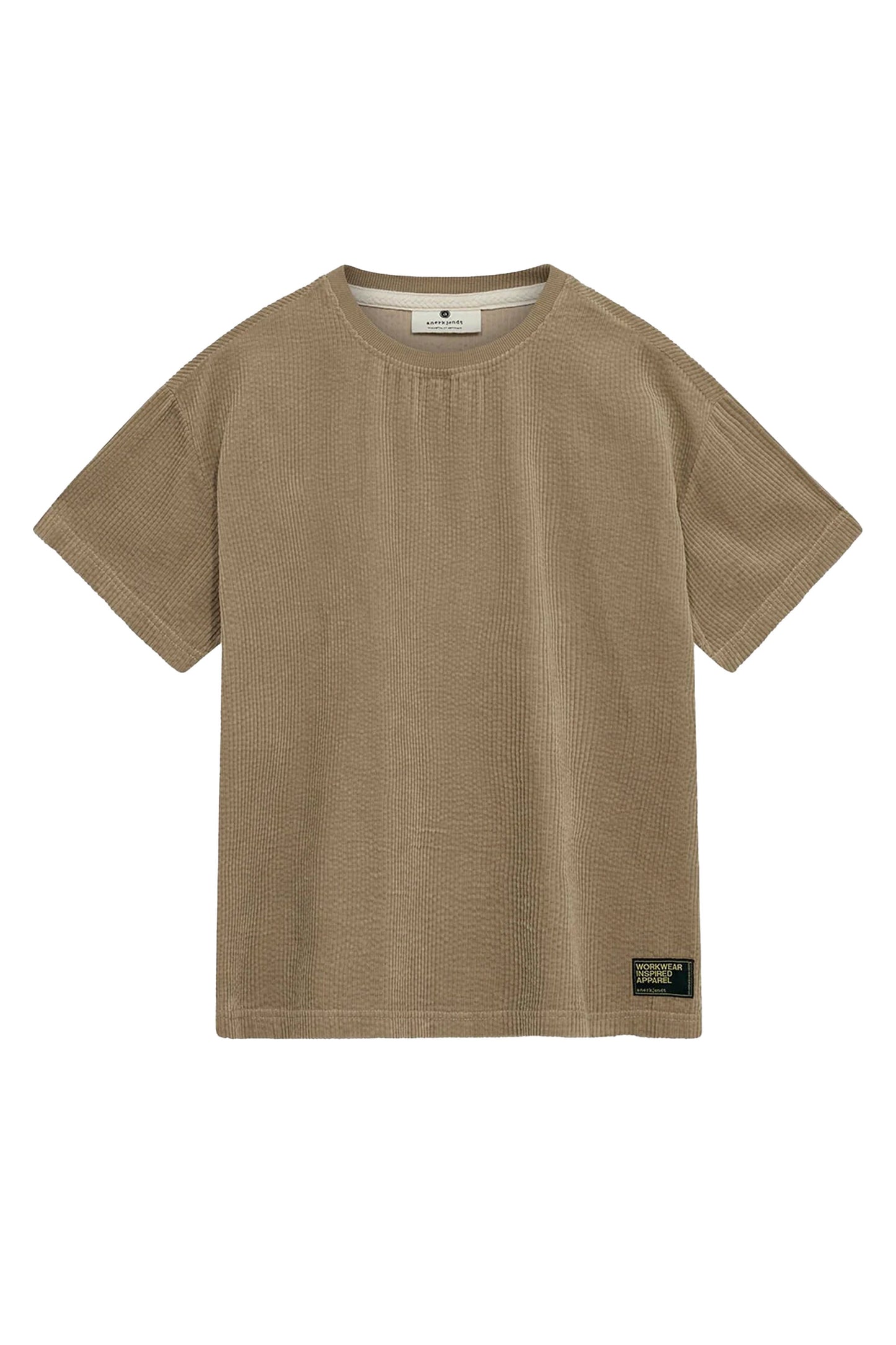 ANERKJENDT Akvillads Corduroy Tee in feather gray - front view with relaxed fit