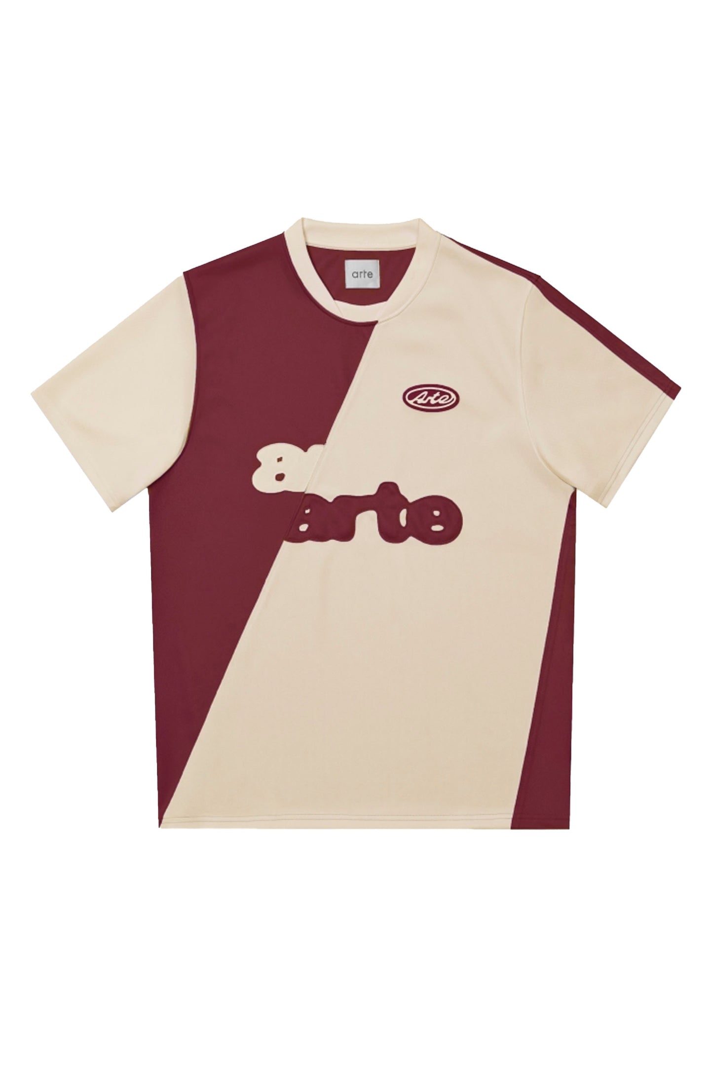 ARTE Football T-Shirt in bordeaux and cream - vintage athletic style