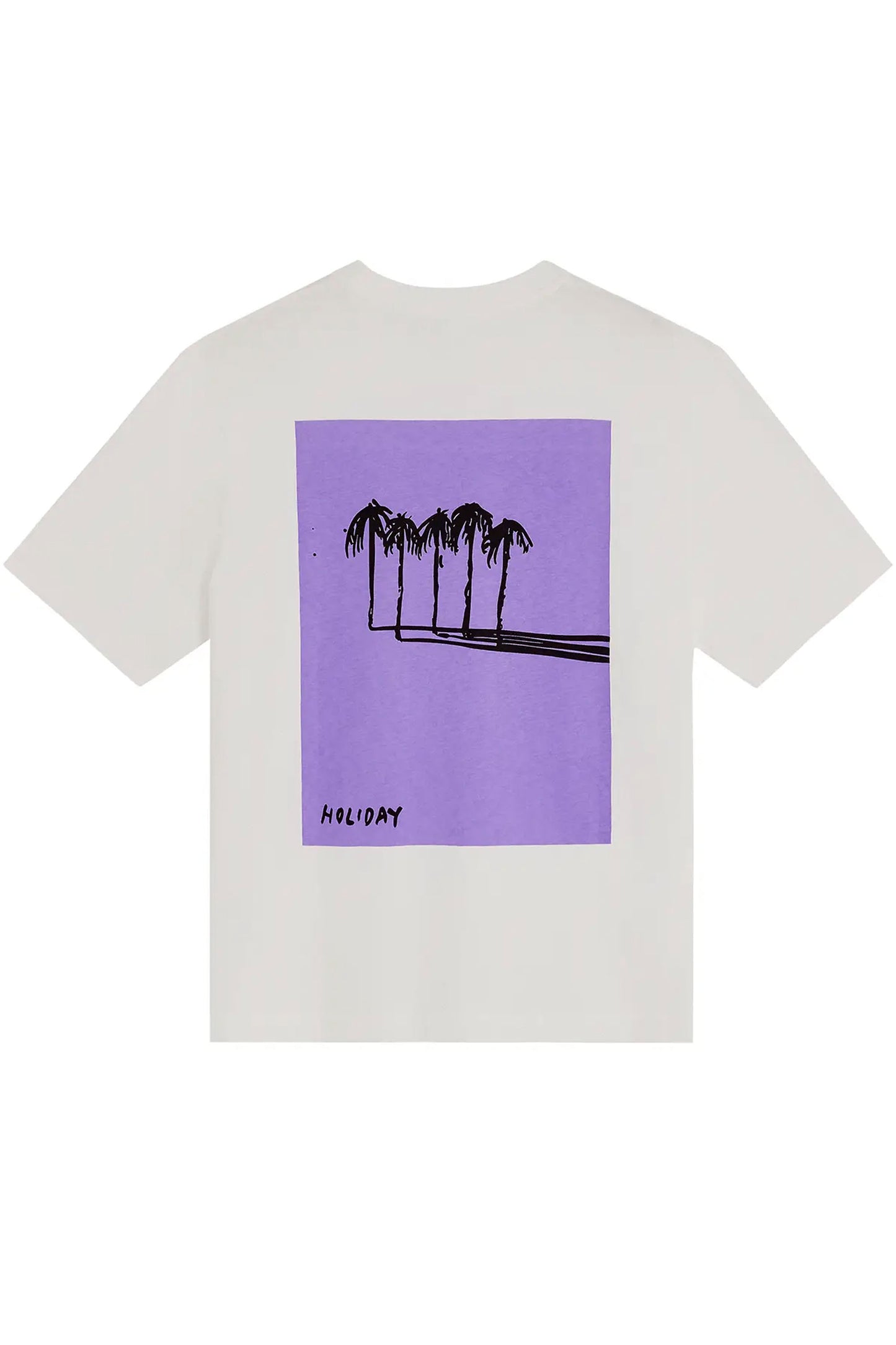 BASK IN THE SUN Holiday Tee Purple – Relaxed fit organic cotton tee with Paul McNeil artwork print, back view