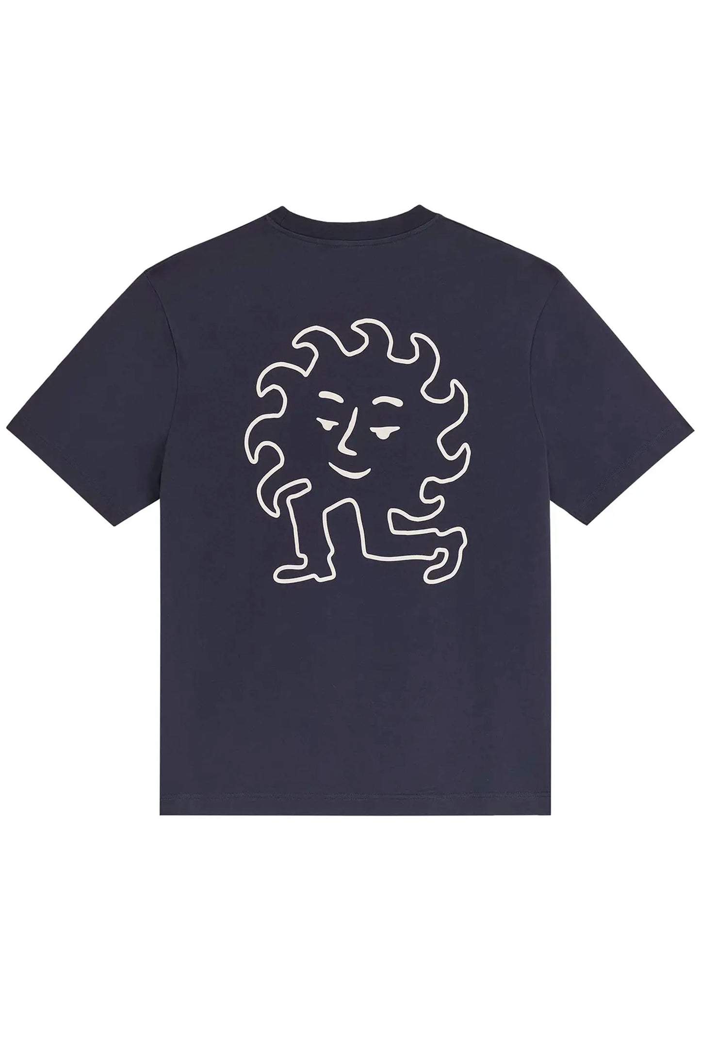 BASK IN THE SUN Sun Tee Midnight – Relaxed fit organic cotton tee with Max Blackmore sun artwork print, back view
