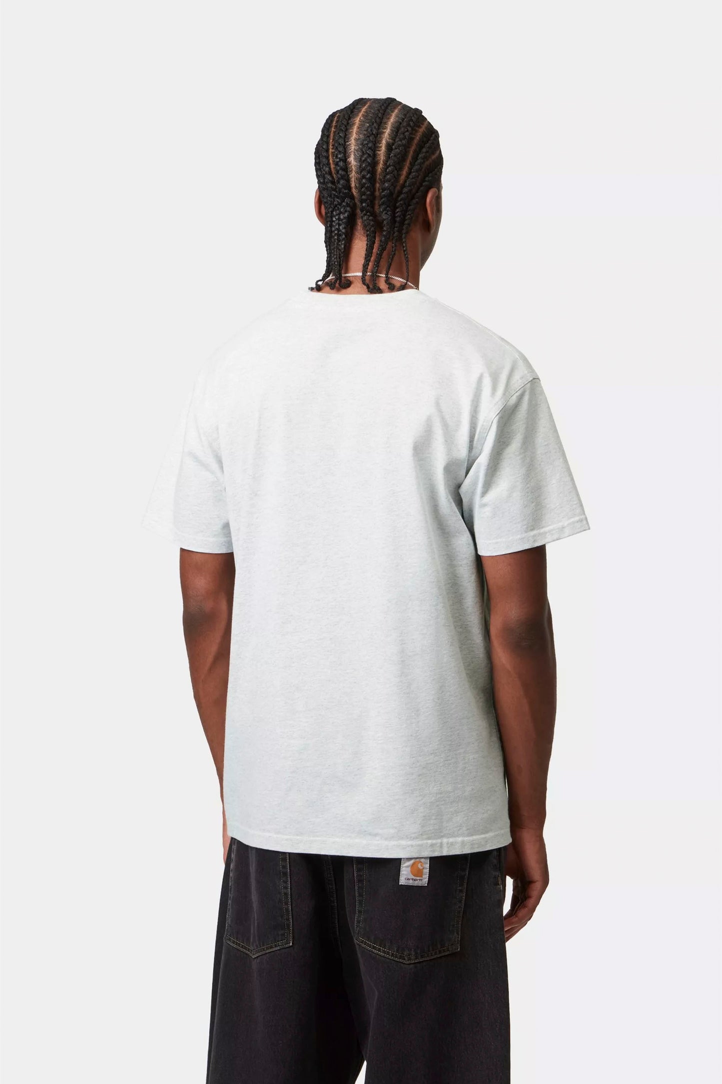 Carhartt WIP American Script T-Shirt men's organic cotton tee back view in Ash Heather colorway