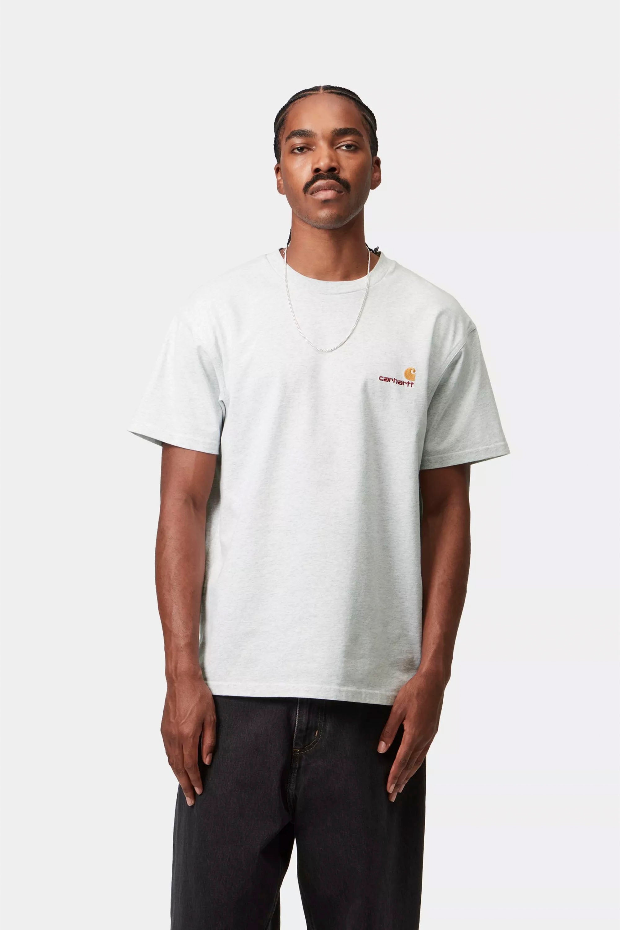 Carhartt WIP American Script T-Shirt Ash Heather | PUKAS SURF SHOP