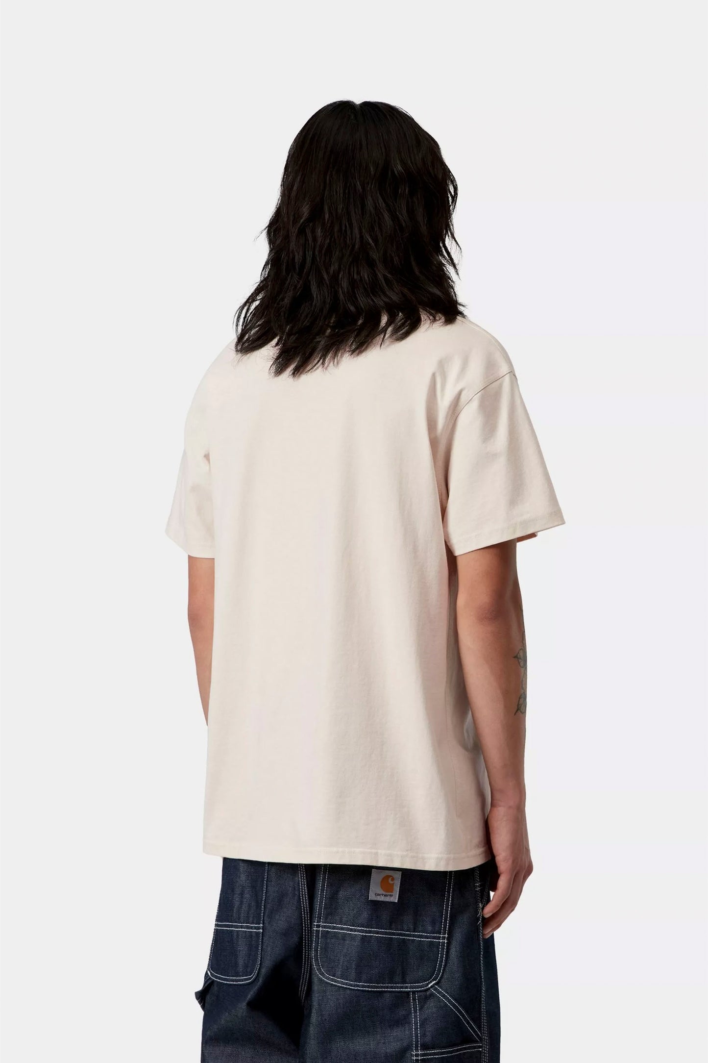 Carhartt WIP American Script T-Shirt men's organic cotton tee back view in Natural colorway