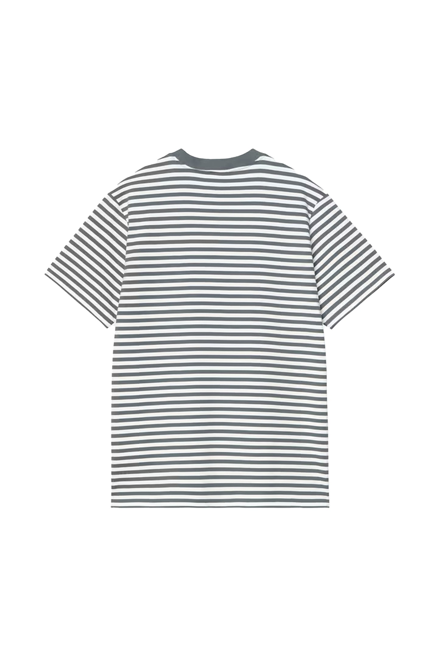Carhartt WIP Ezra Pocket T-Shirt in lCozy Blue pattern - back view showing all-over striped design
