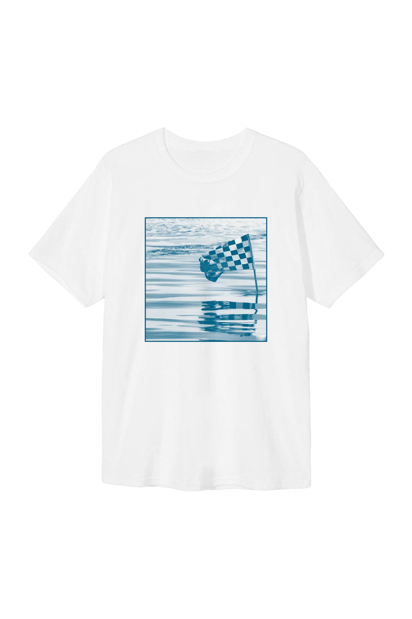 Pukas Surf Shop Christenson White t-shirt with a blue graphic design 