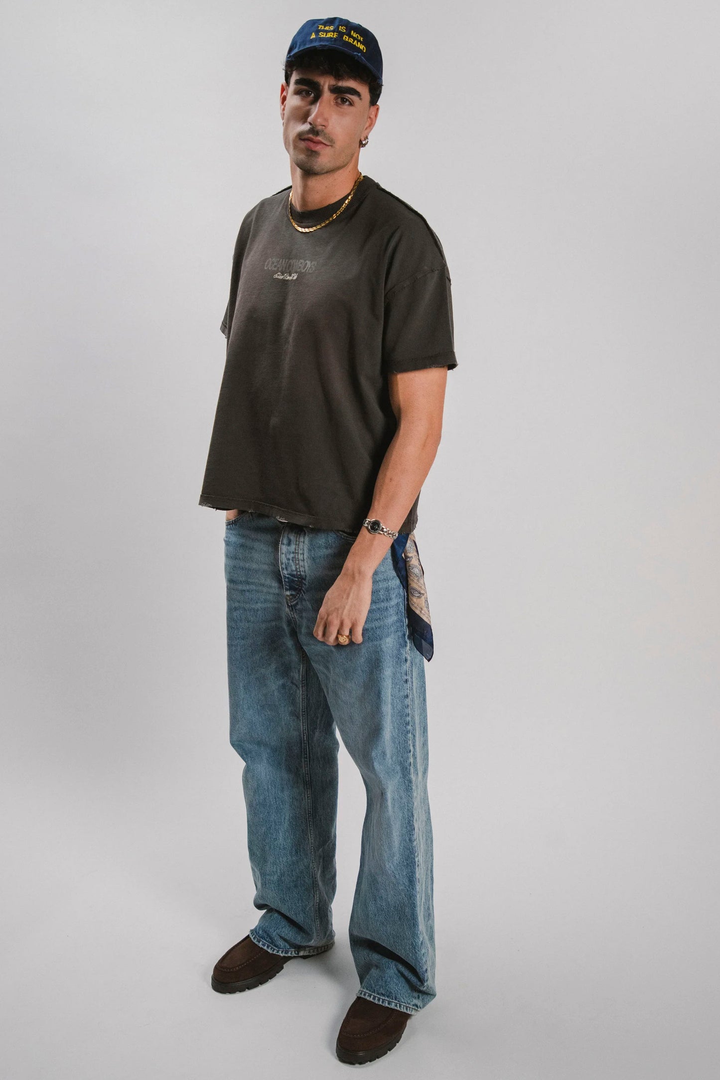 CUCO BOARD CLUB Low Tide Tee washed black heavyweight tee exposed seams unisex coastal style