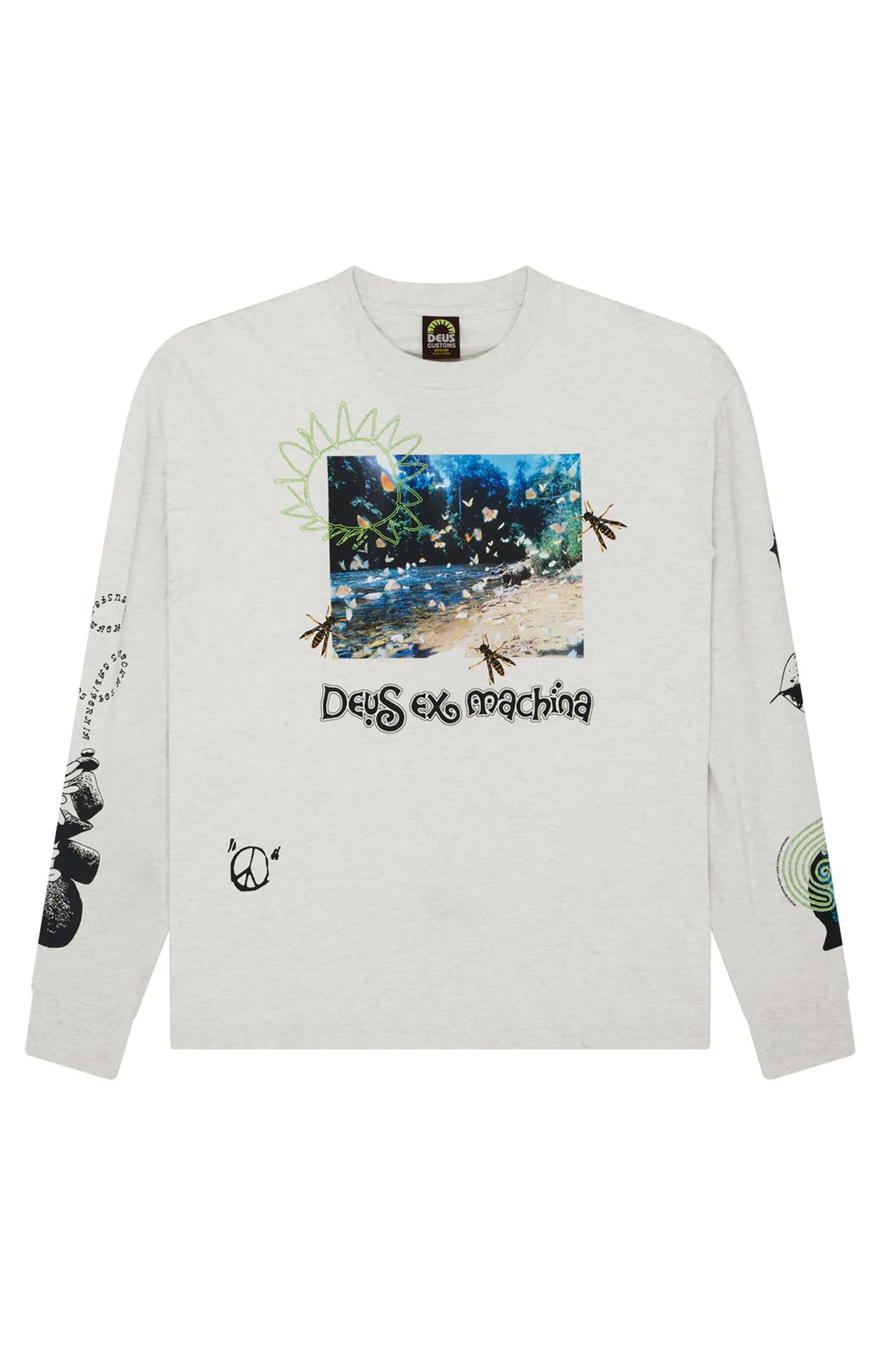 Pukas Surf Shop Man Tee Deus Migration Long Sleeve Light Grey Marle