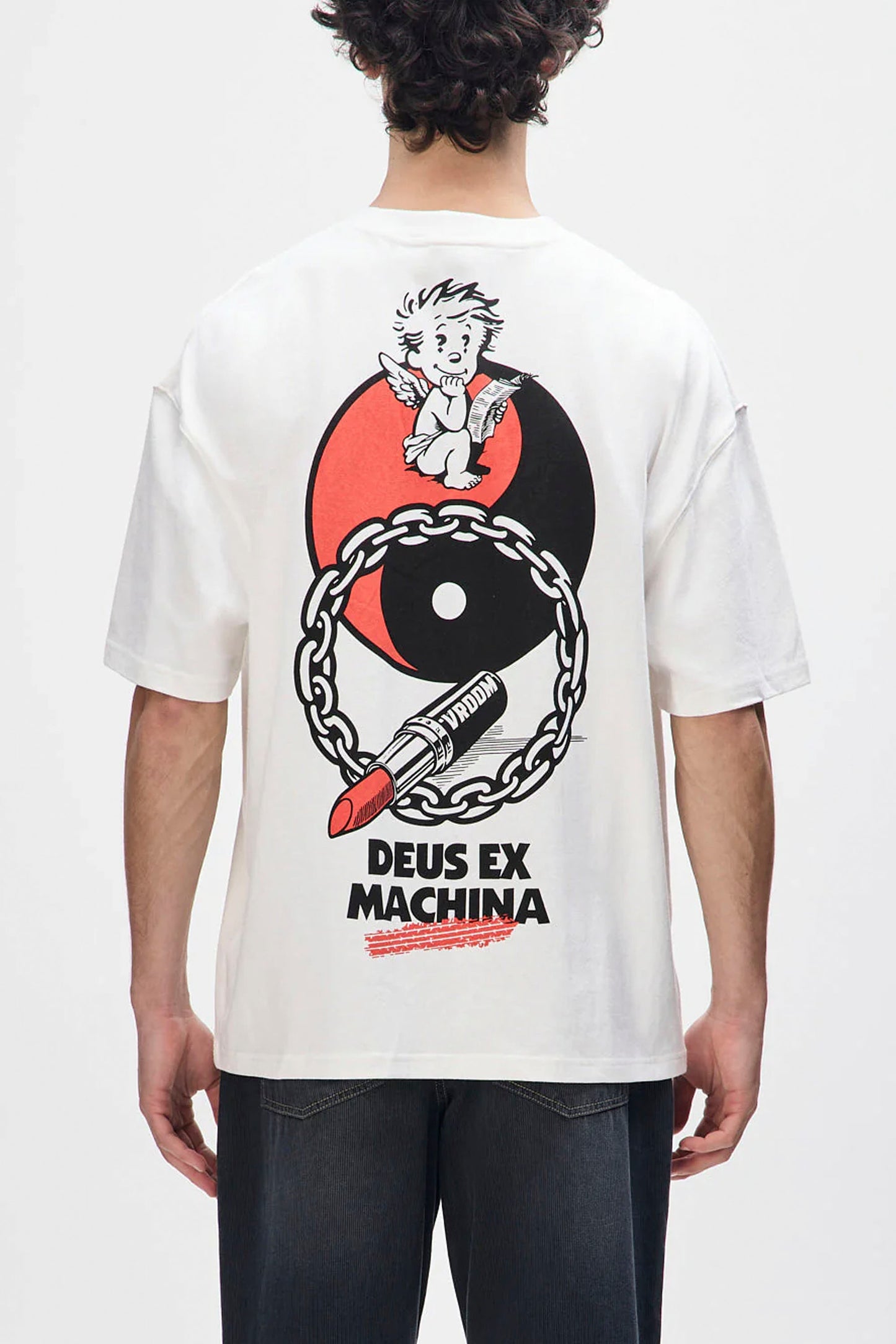 Pukas Surf Shop Deus Ex Machina Roughneck Tee vintage white oversized graphic front and back