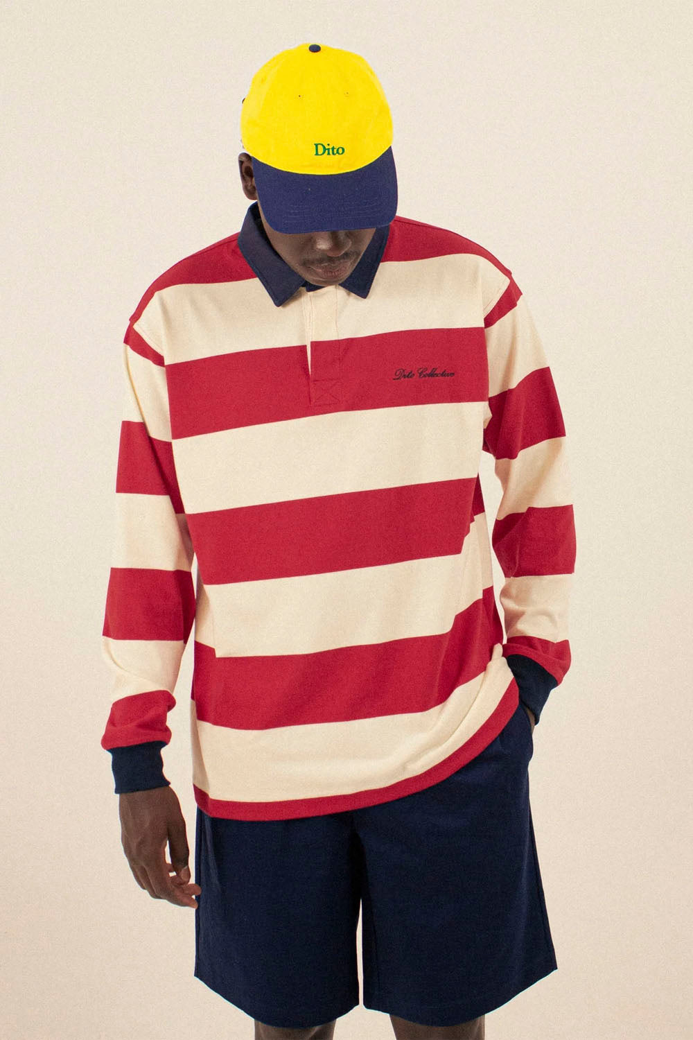 Dito Collective Sailing Polo in Red Stripes – men's nautical striped polo shirt, available at Pukas Surf Shop