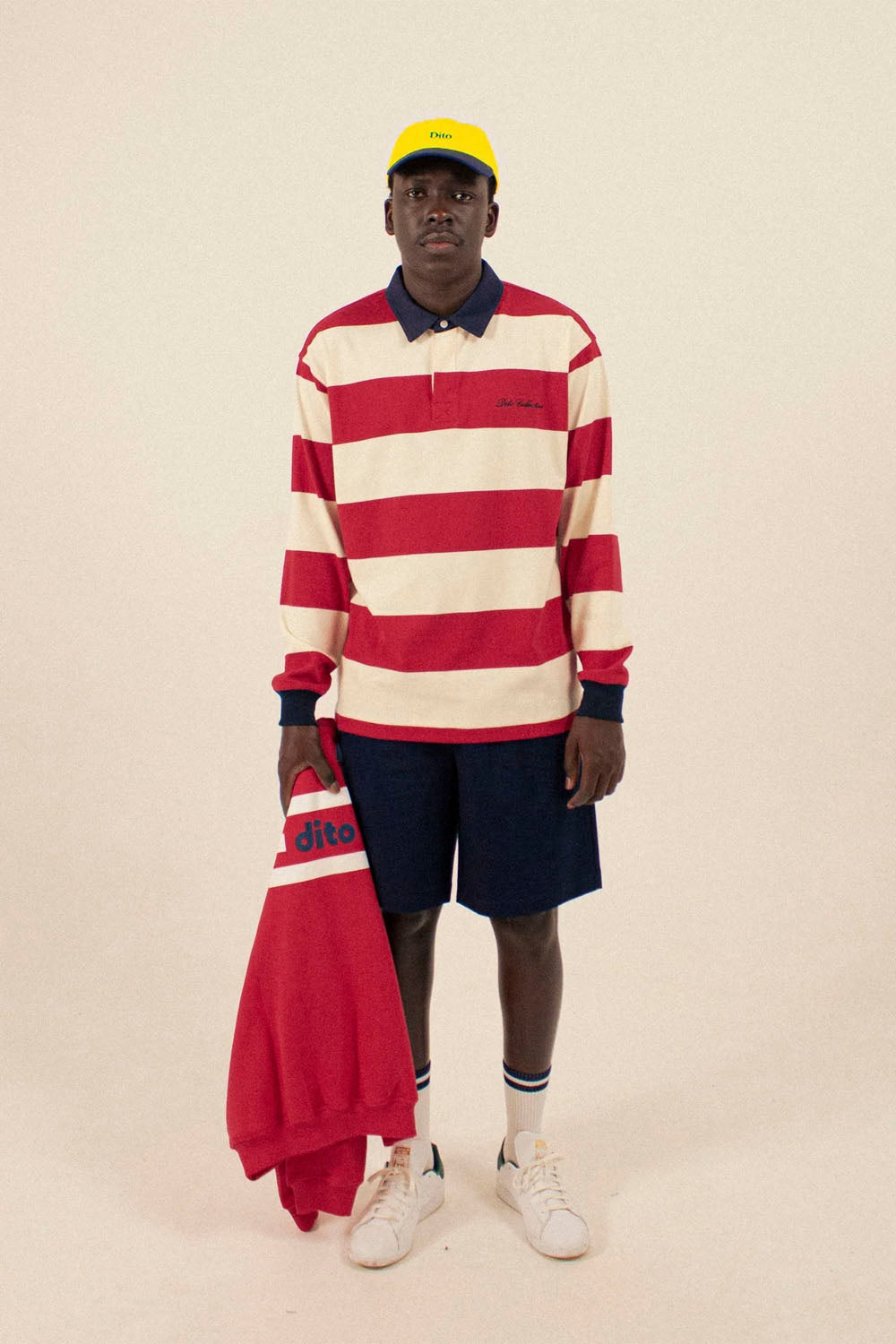 Dito Collective Sailing Polo in Red Stripes – men's nautical striped polo shirt, available at Pukas Surf Shop