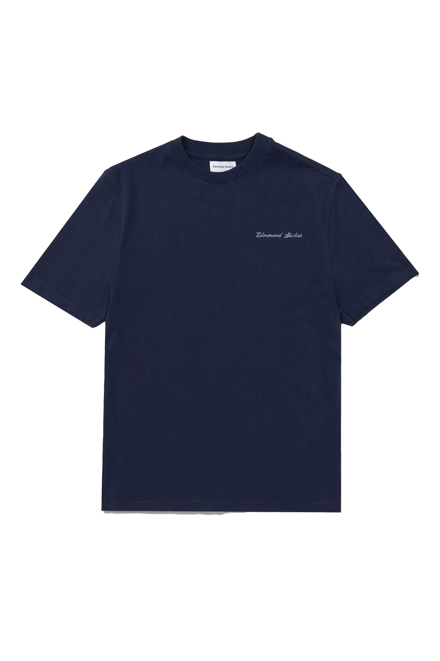EDMMOND Banquet Hall Tee in navy - front view with left chest logo