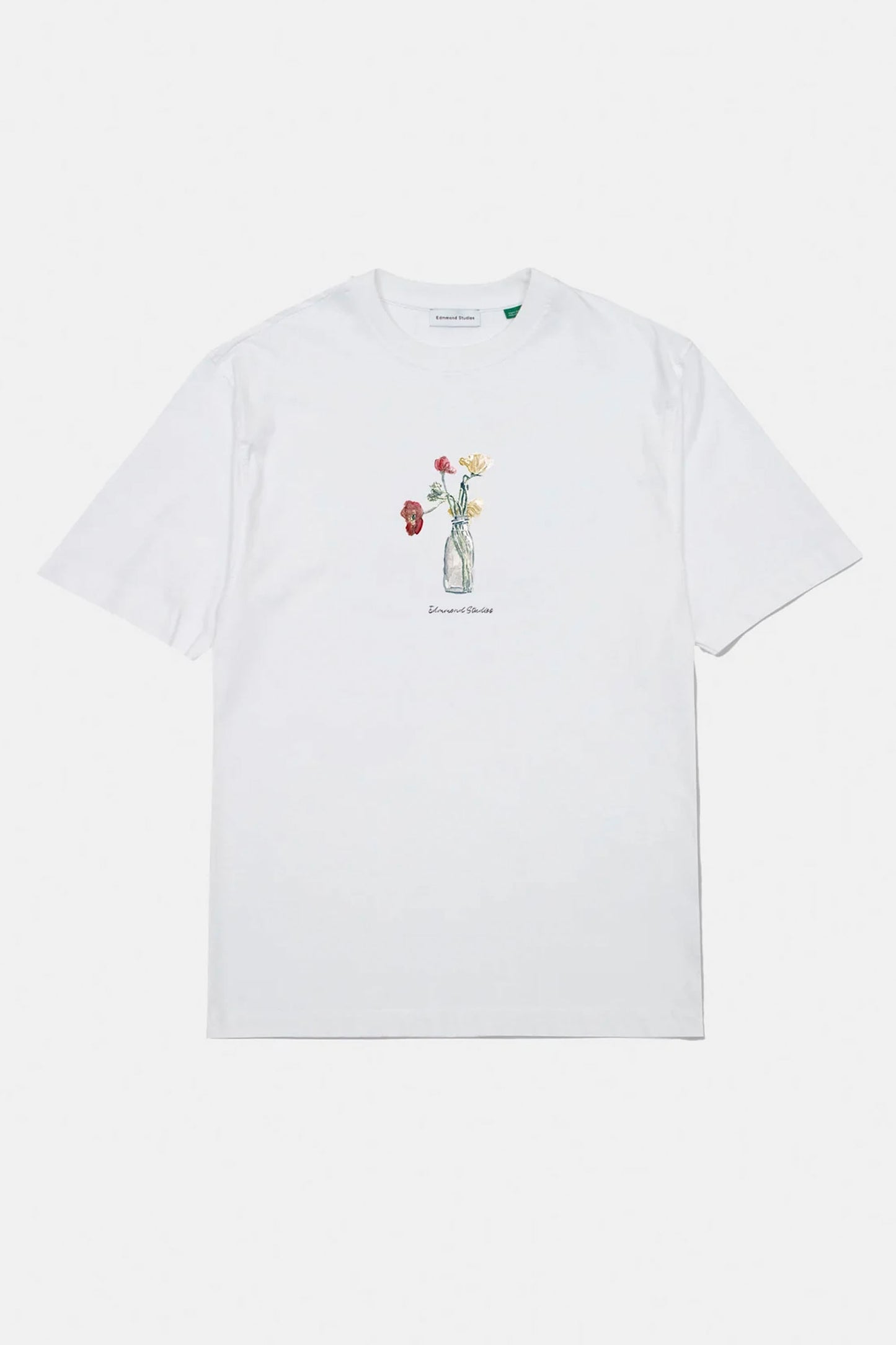 Edmmond Blooming Tee in plain white — men's floral graphic tee at Pukas Surf Shop