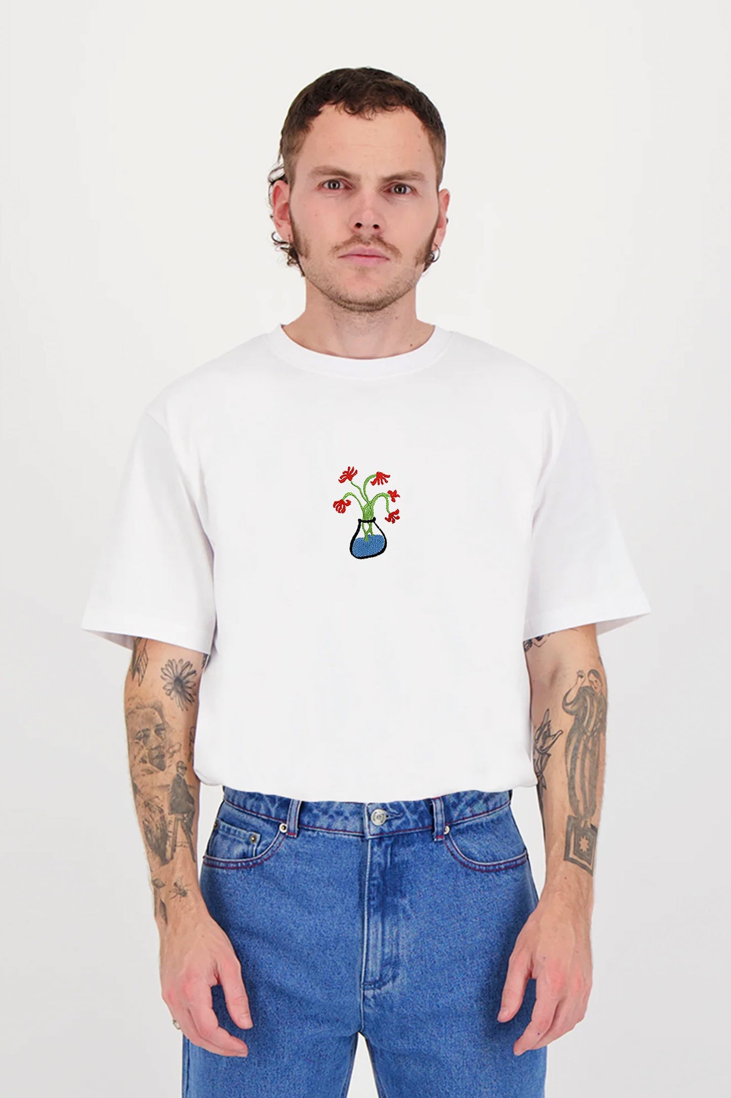 ENCRÉ white flowers in june t-shirt - men's coastal lifestyle clothing at Pukas Surf Shop
