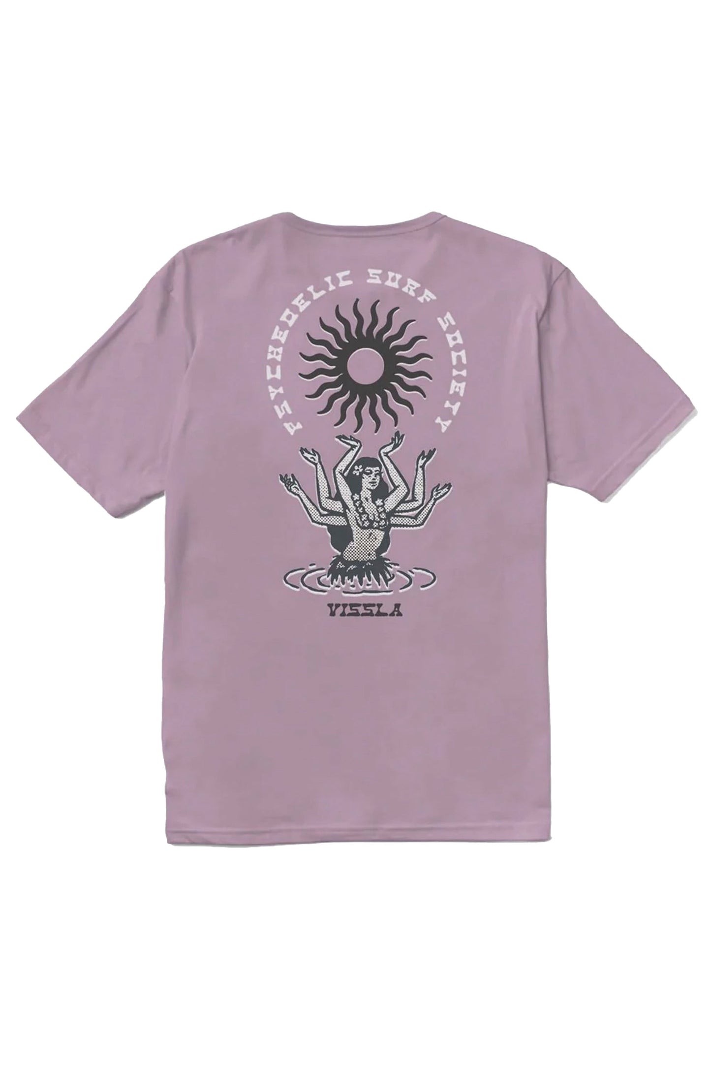 Vissla Pukas Surf Shop Hula Hands Organic Tee plum color relaxed fit organic cotton
