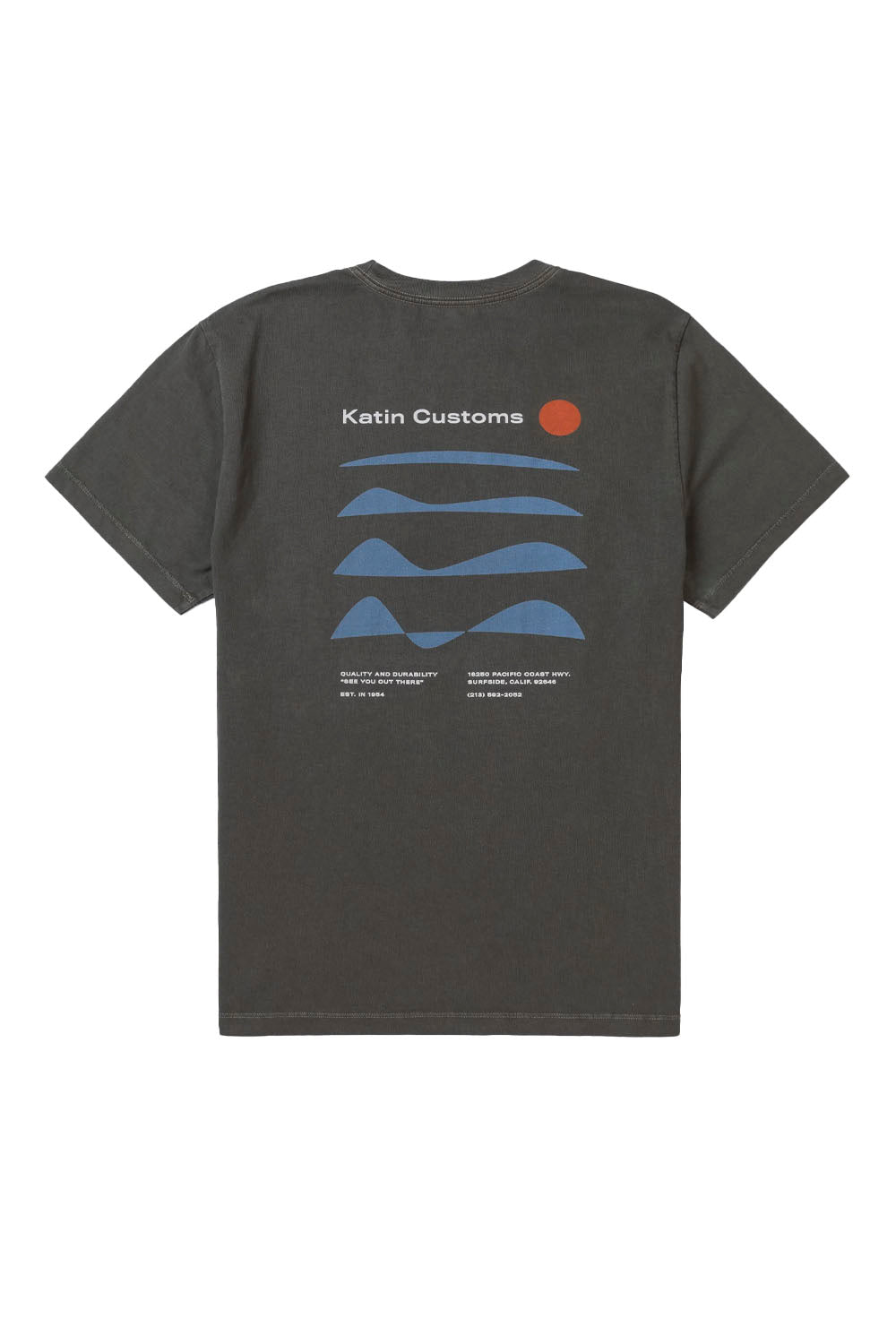 Katin Frequency Tee in Lead – men's relaxed fit surf graphic tee, available at Pukas Surf Shop
