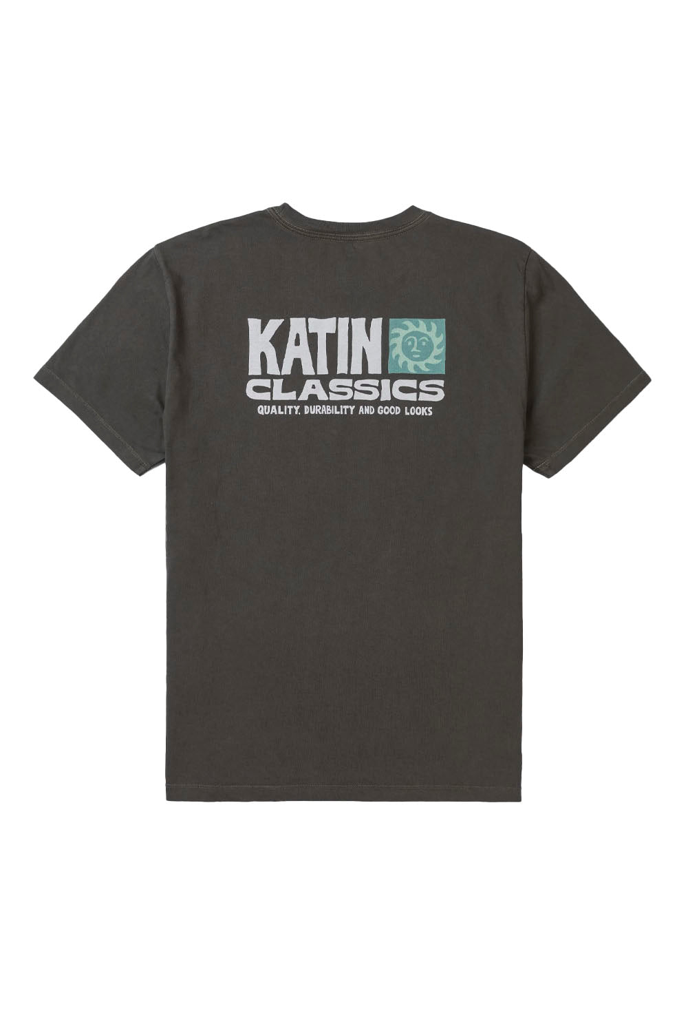 Katin Helios Tee in Lead – men's relaxed fit sun-inspired surf tee, available at Pukas Surf Shop