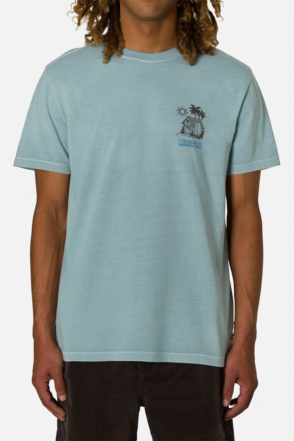 Katin Shacked Tee in Air Force Blue – men's relaxed fit surf graphic tee, available at Pukas Surf Shop