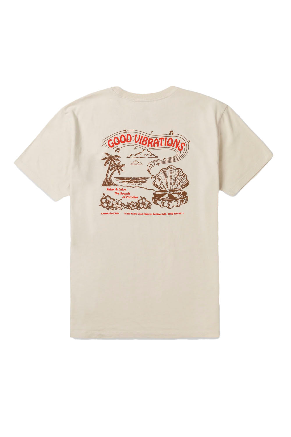 Katin Vibrations Tee in Vintage White – men's relaxed fit graphic surf tee, available at Pukas Surf Shop