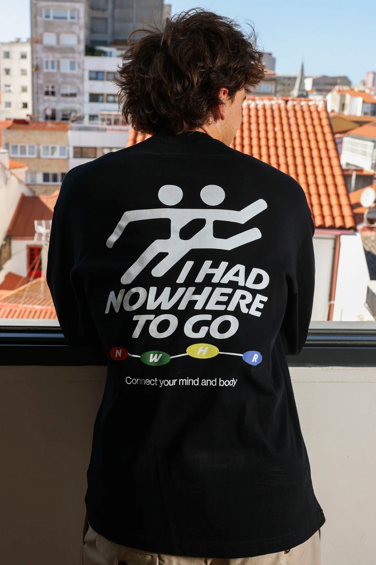 NWHR Black t-shirt with white text and graphics Pukas Surf Shop