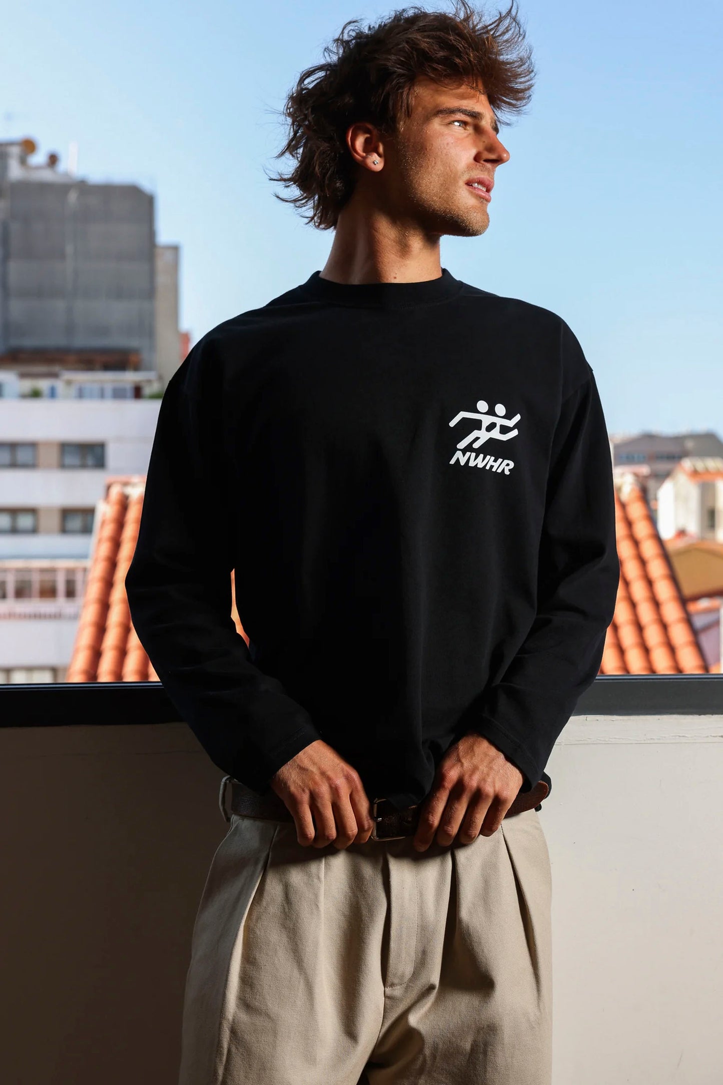 NWHR Black t-shirt with white text and graphics Pukas Surf Shop