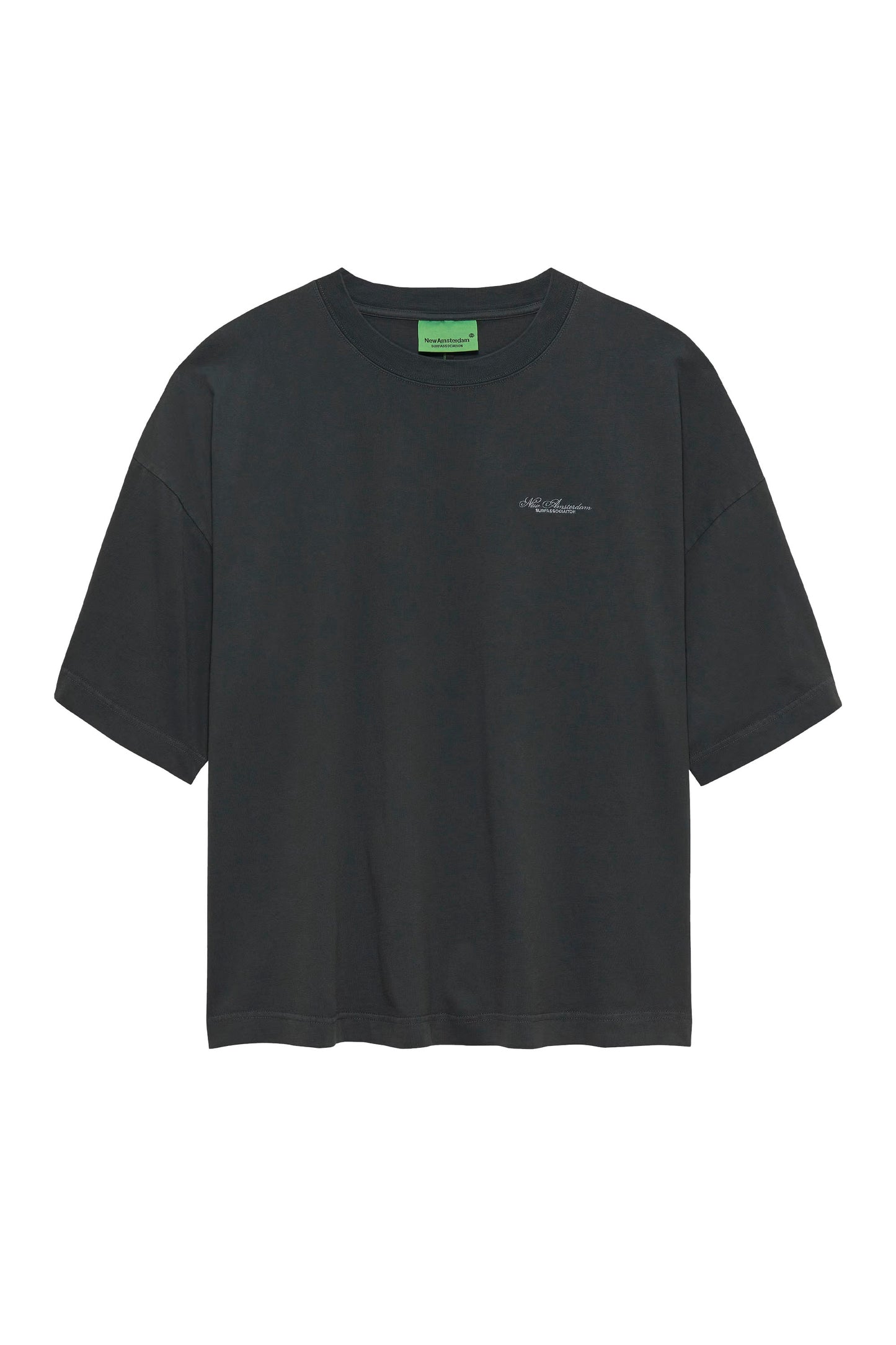 New Amsterdam Surf Association big logo tee anthracite - front view oversized fit