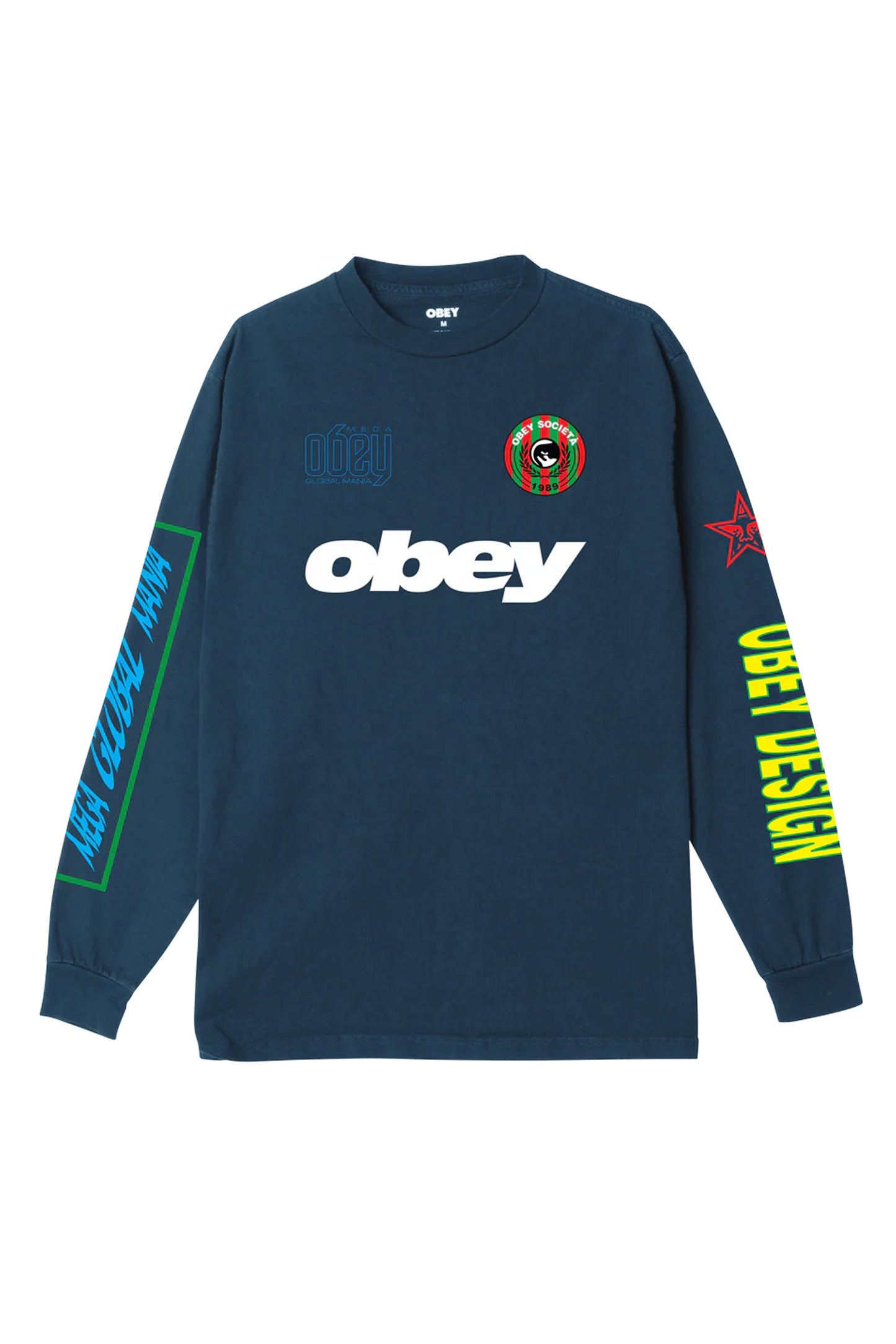 Navy blue long-sleeve shirt with Obey logo Pukas Surf Shop