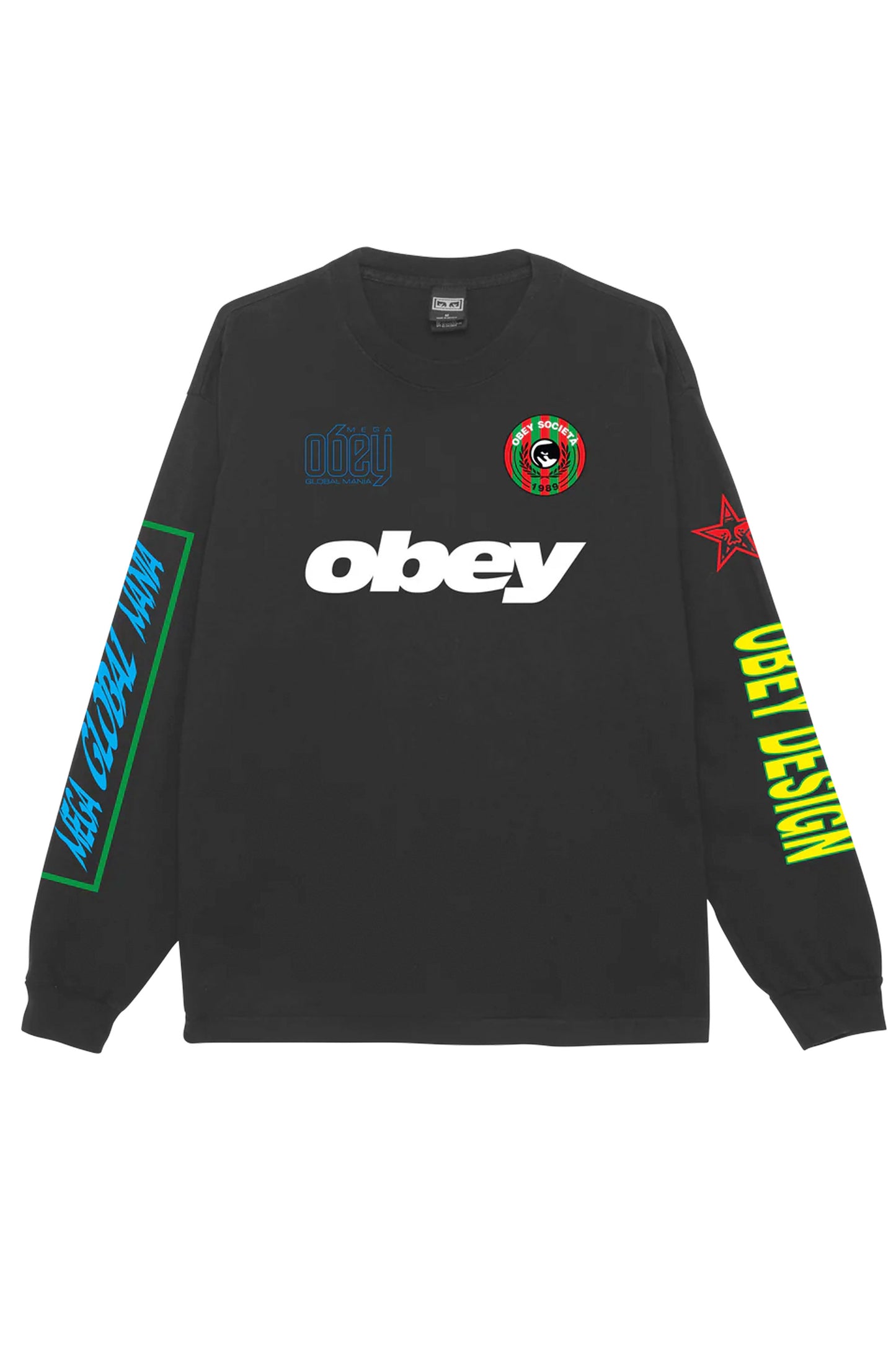 Obey Black sweatshirt with colorful text on the back Pukas Surf Shop