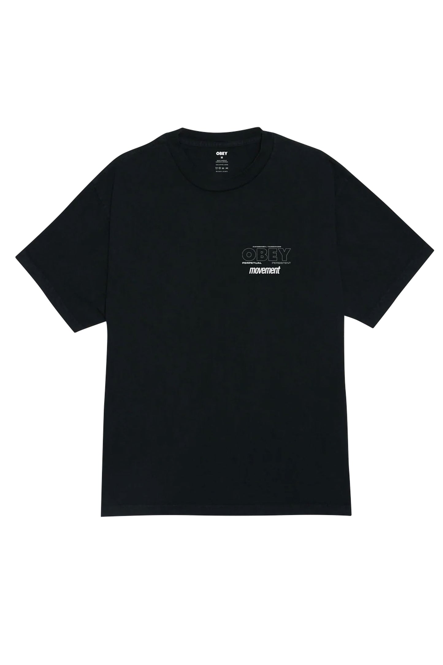 Obey Black t-shirt with white text and graphics Pukas Surf Shop