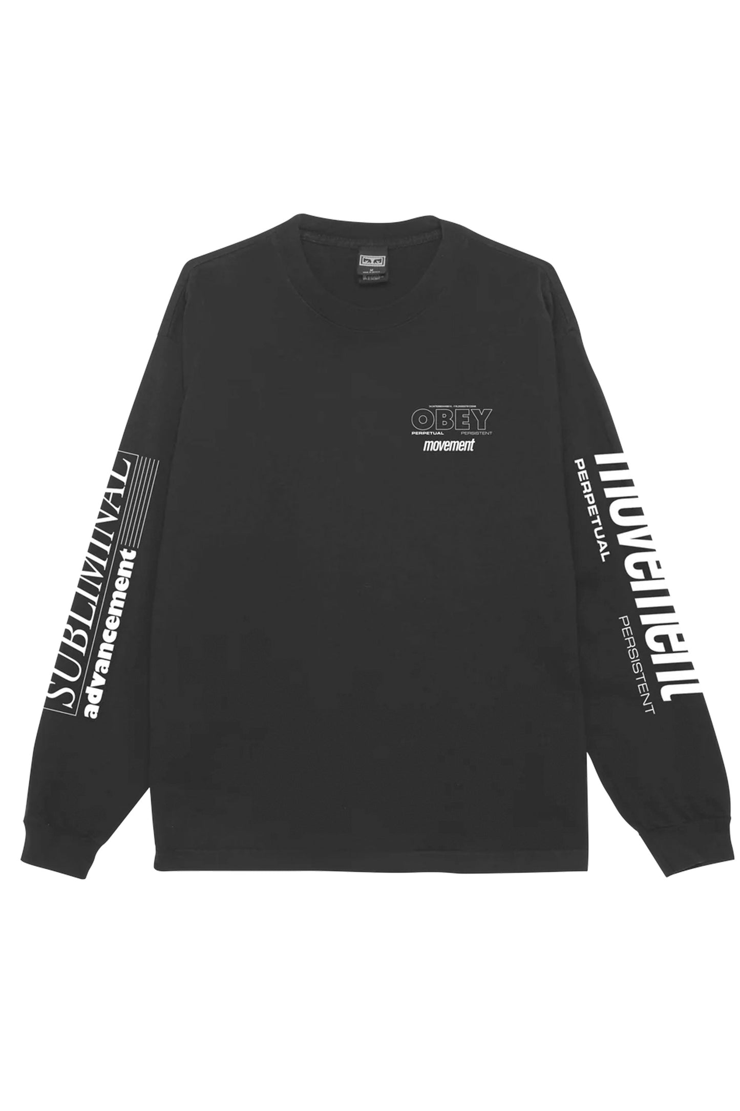 Obey Black long sleeve shirt with white text Pukas Surf Shop