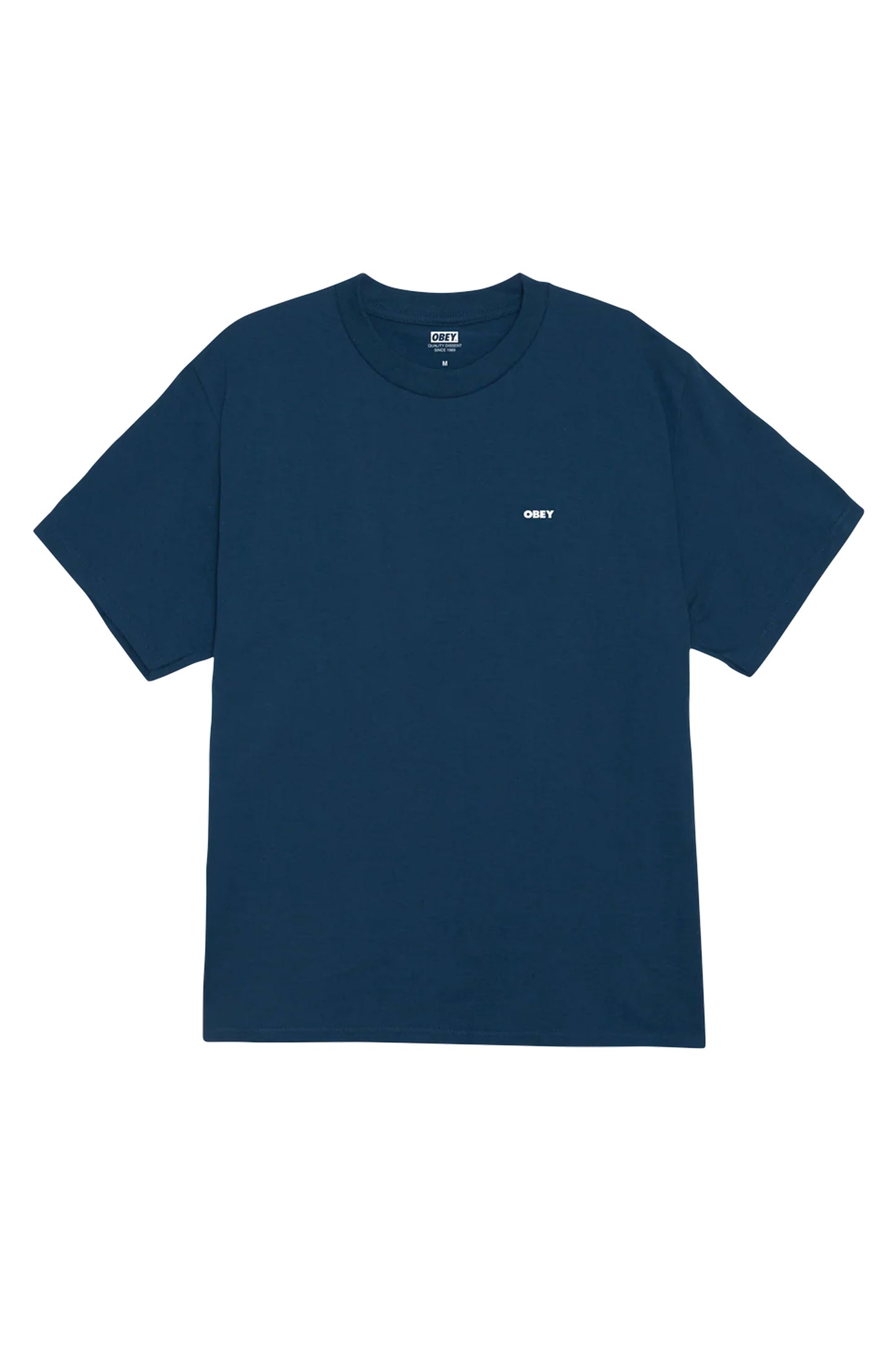 Navy blue t-shirt with a small OBEY logo Pukas Surf Shop