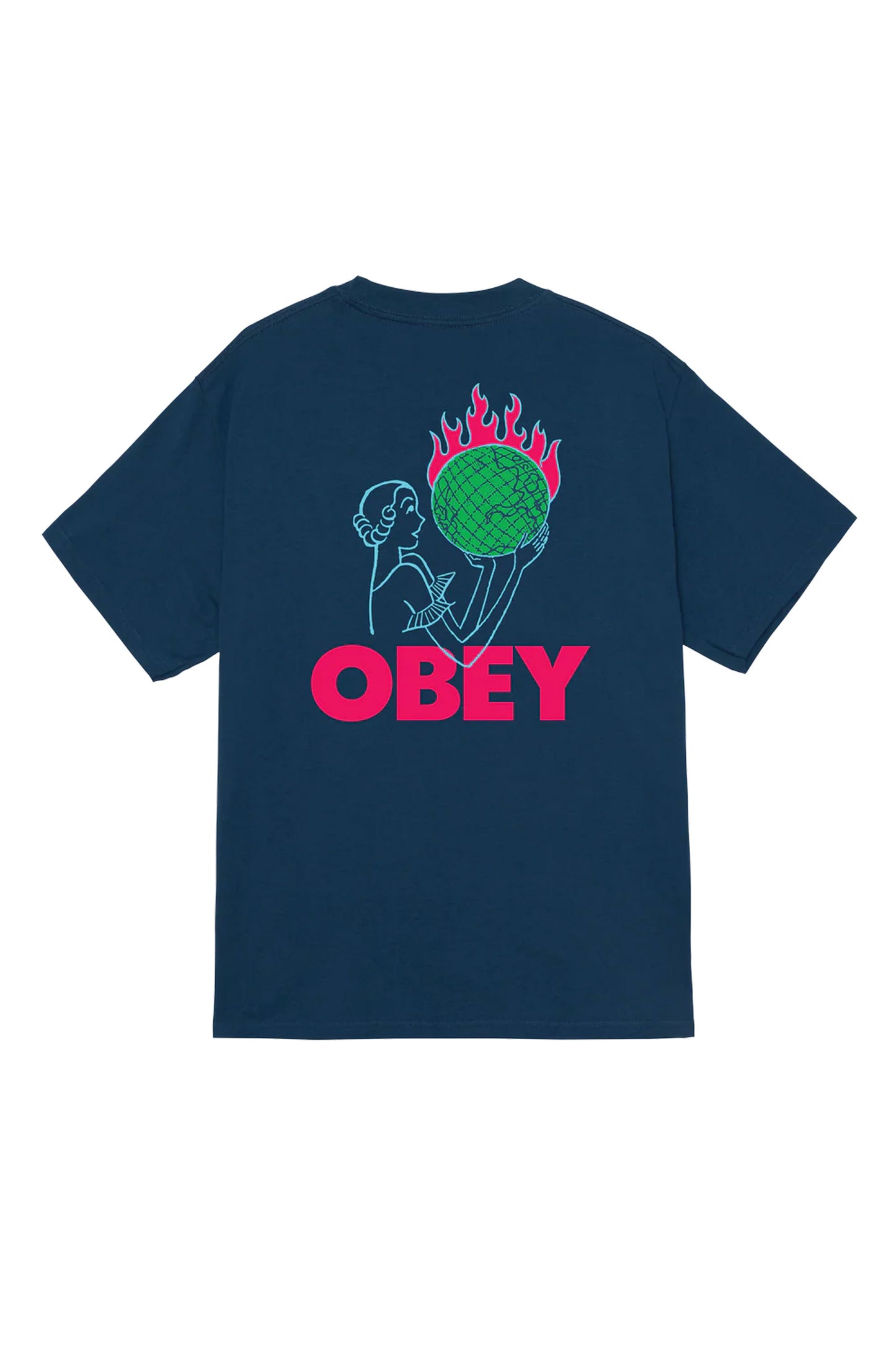 Navy blue t-shirt with 'Obey' logo and graphic on the back Pukas Surf Shop
