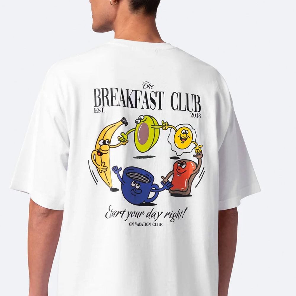 Pukas-Surf-Shop-Man-Tee-On-Vacation-Breackafast-Club-White