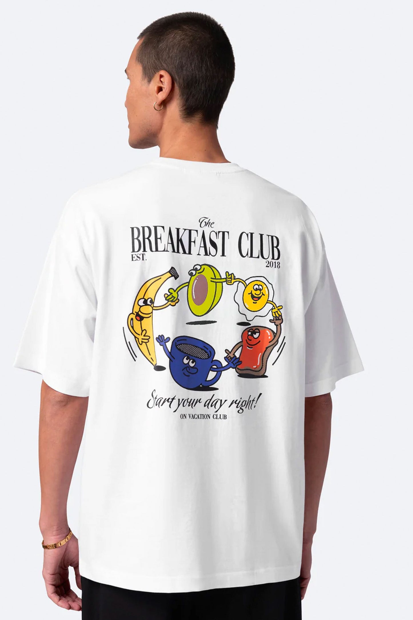 Pukas-Surf-Shop-Man-Tee-On-Vacation-Breackafast-Club-White