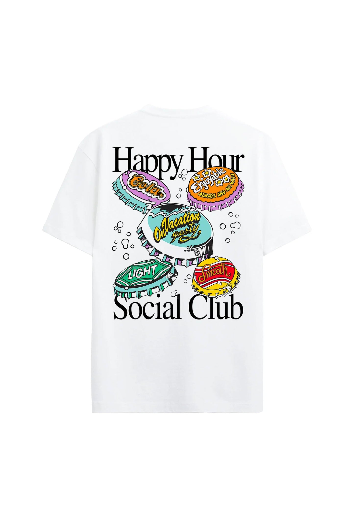ON VACATION Happy Hour Social Club T-Shirt White – Men's graphic tee at Pukas Surf Shop