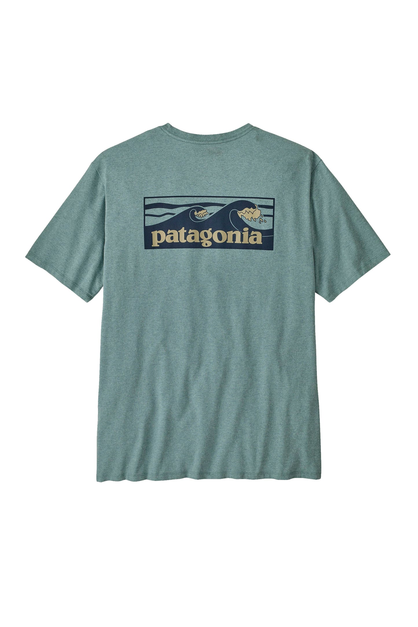 Blue sage Patagonia t-shirt  with Patagonia logo on a white background