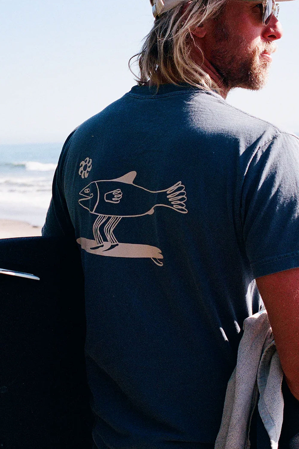 Pukas Surf Shop Man Tee Positive Vibe Warriors Fishman Surf Blue