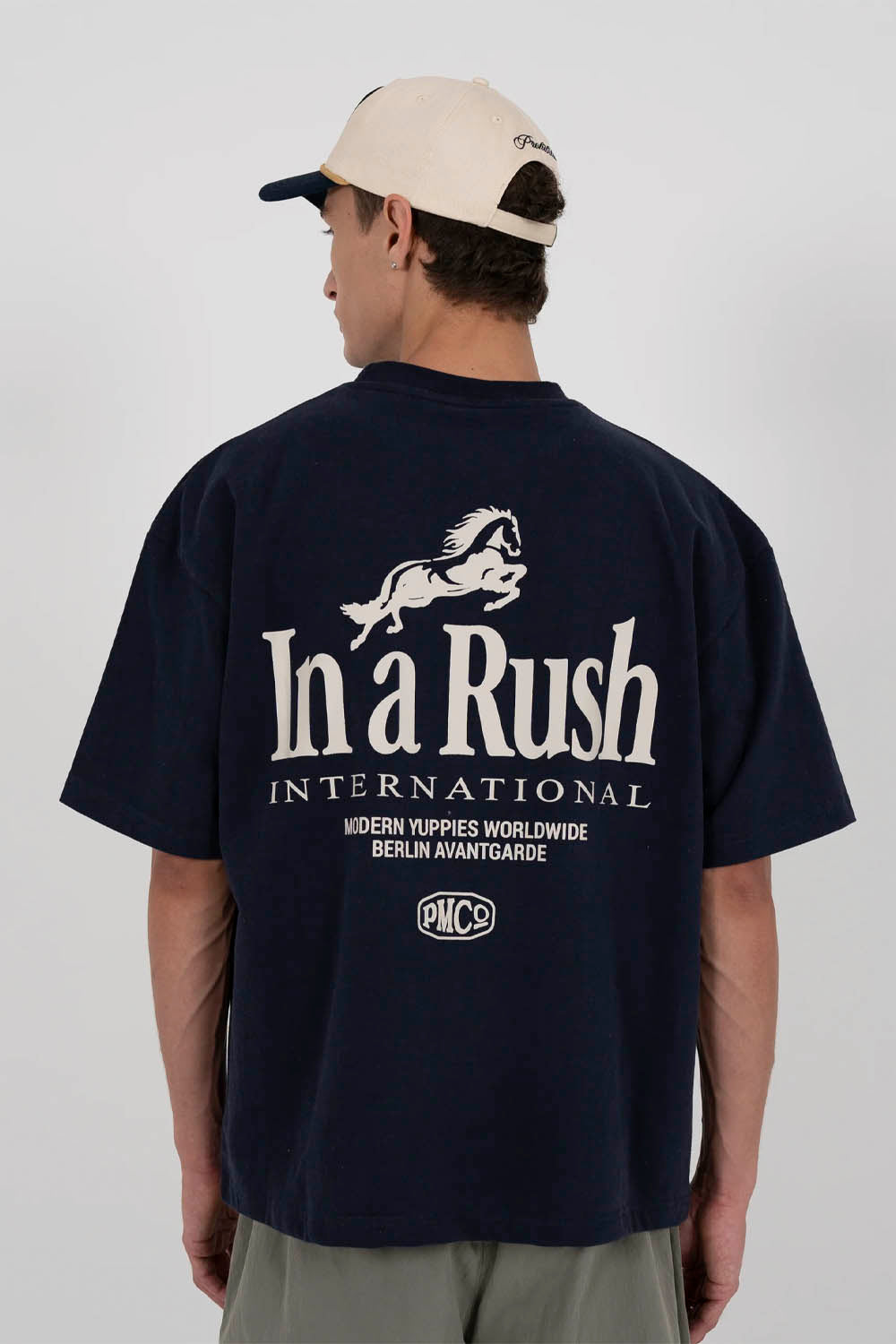 Prohibited Horse Racer Tee Deep Blue - back view