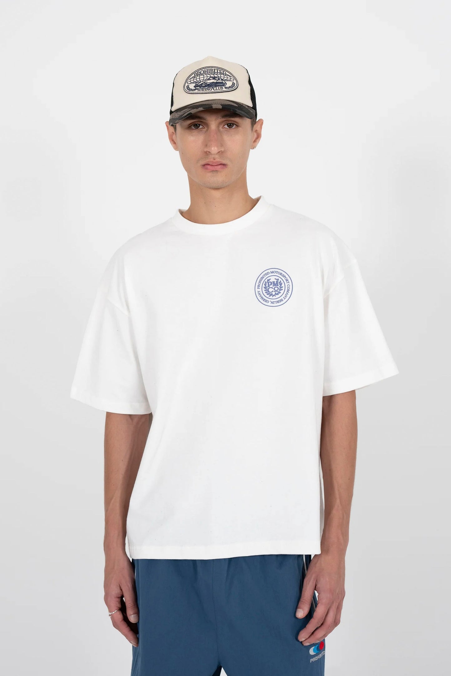 Prohibited Horse Racer graphic tee in Off White, men's vintage sport lifestyle at Pukas Surf Shop
