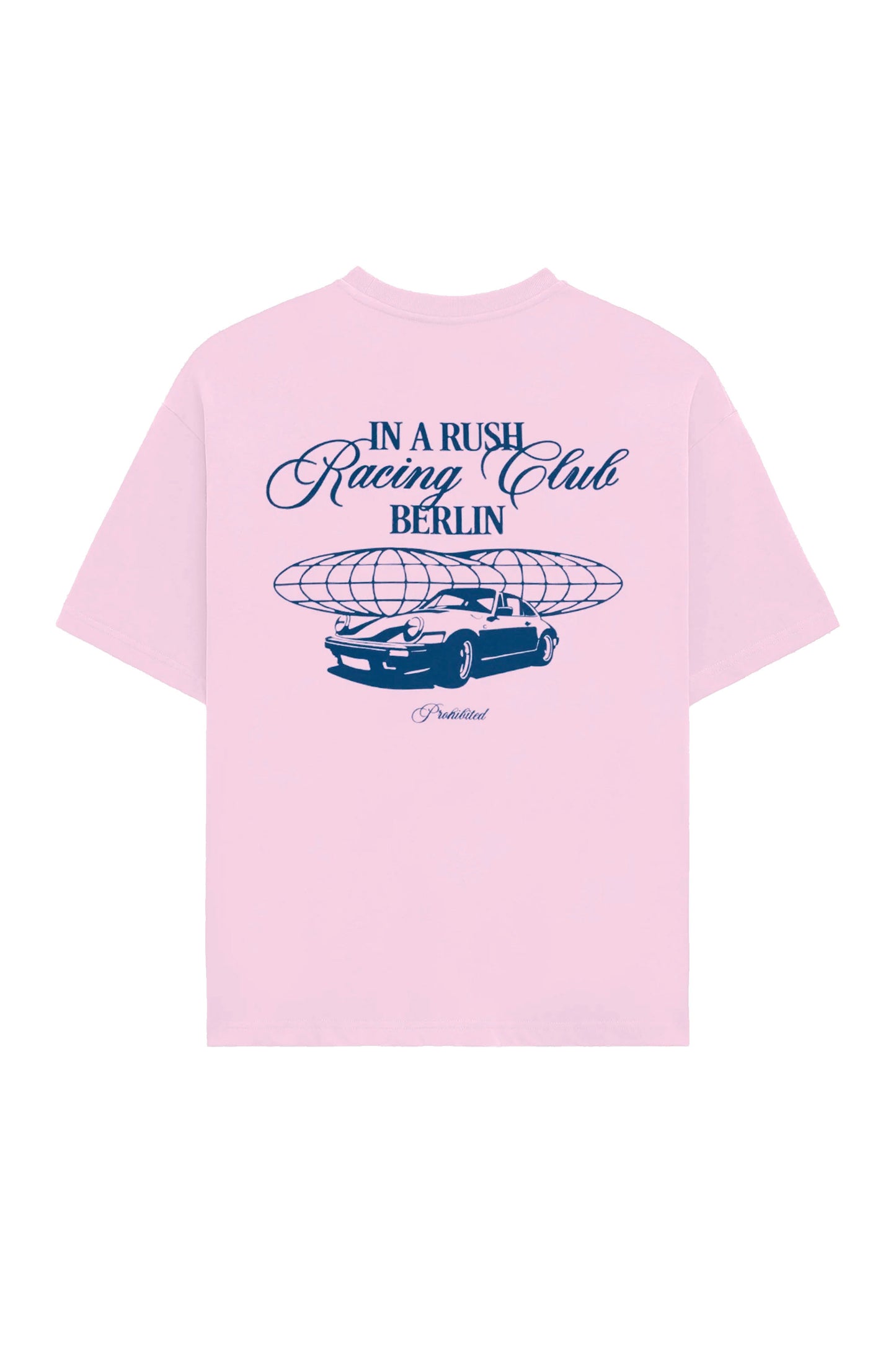 Pink PROHIBITED In A Rush oversize tee on a white background